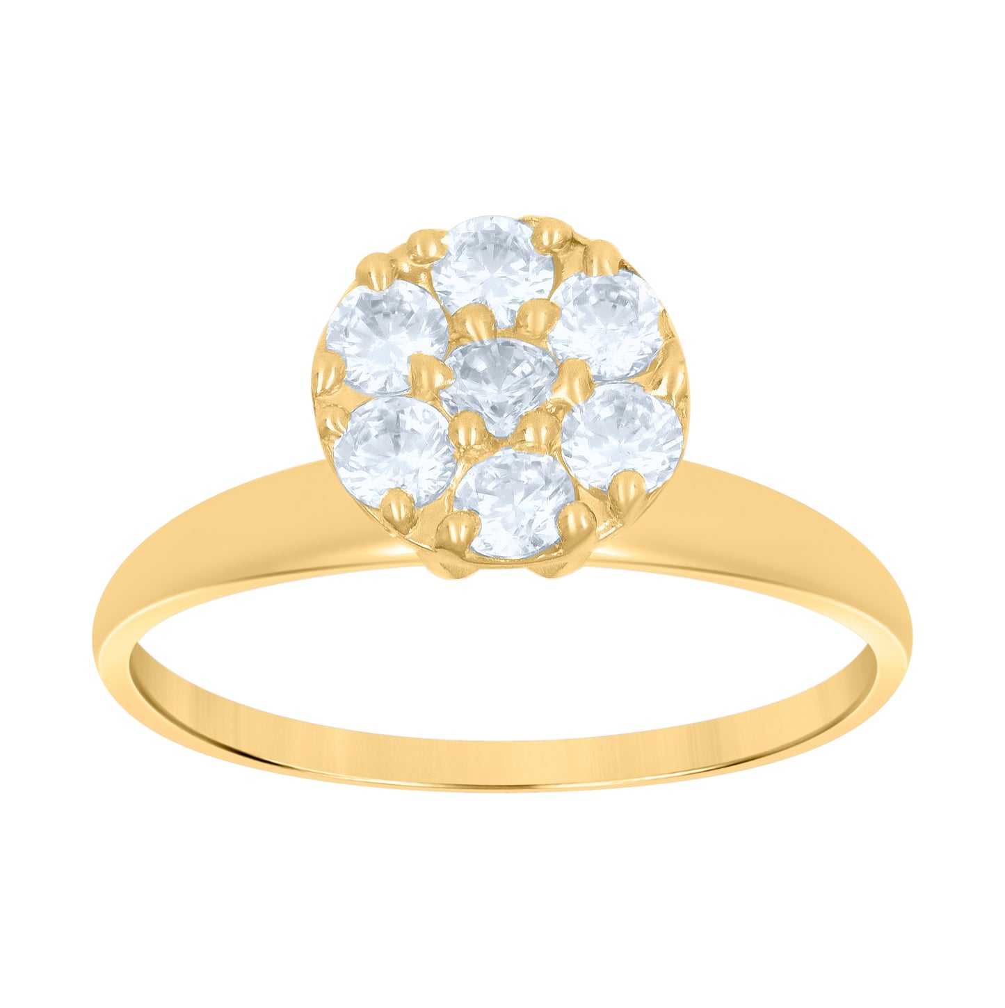 10K Two-Tone Gold Womens Cubic Zirconia Floral Engagement Ring