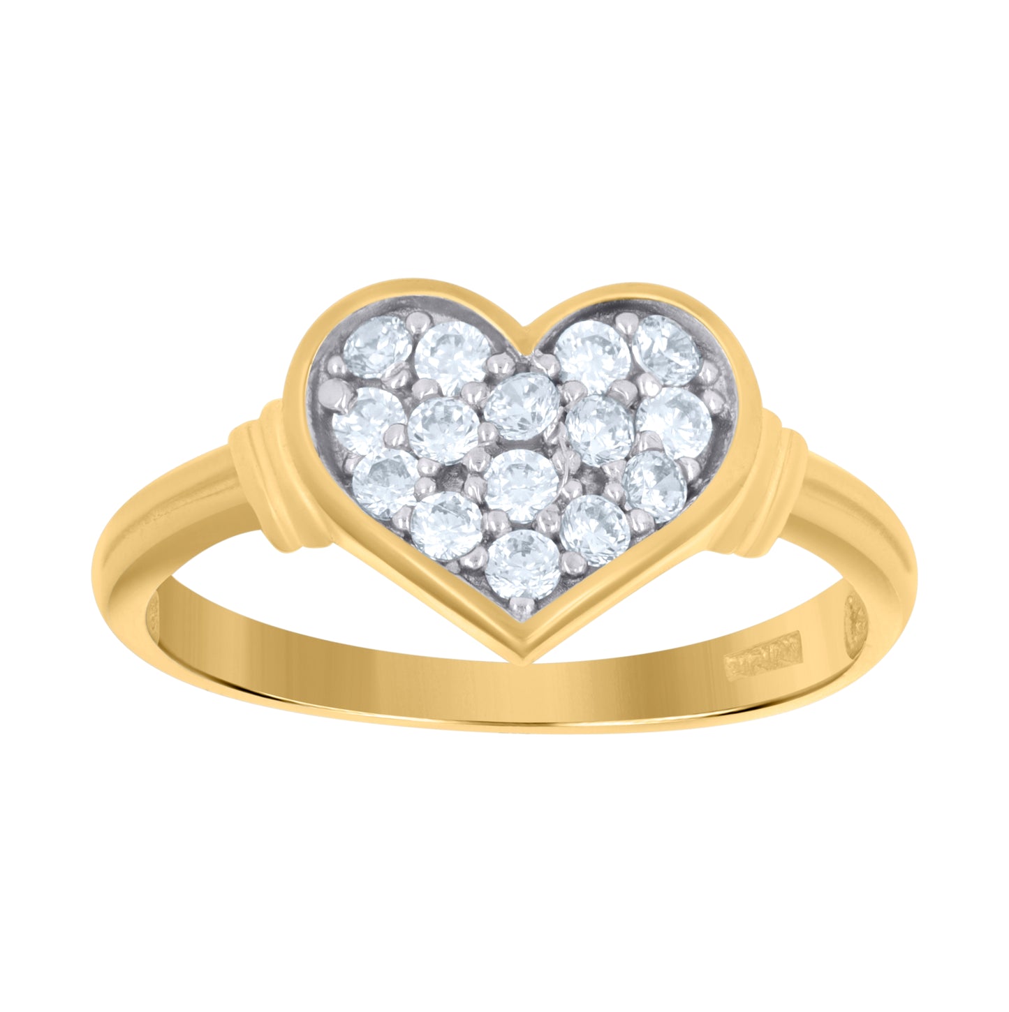 10K Gold Womens Two-Tone Cubic-Zirconia Heart Band Ring