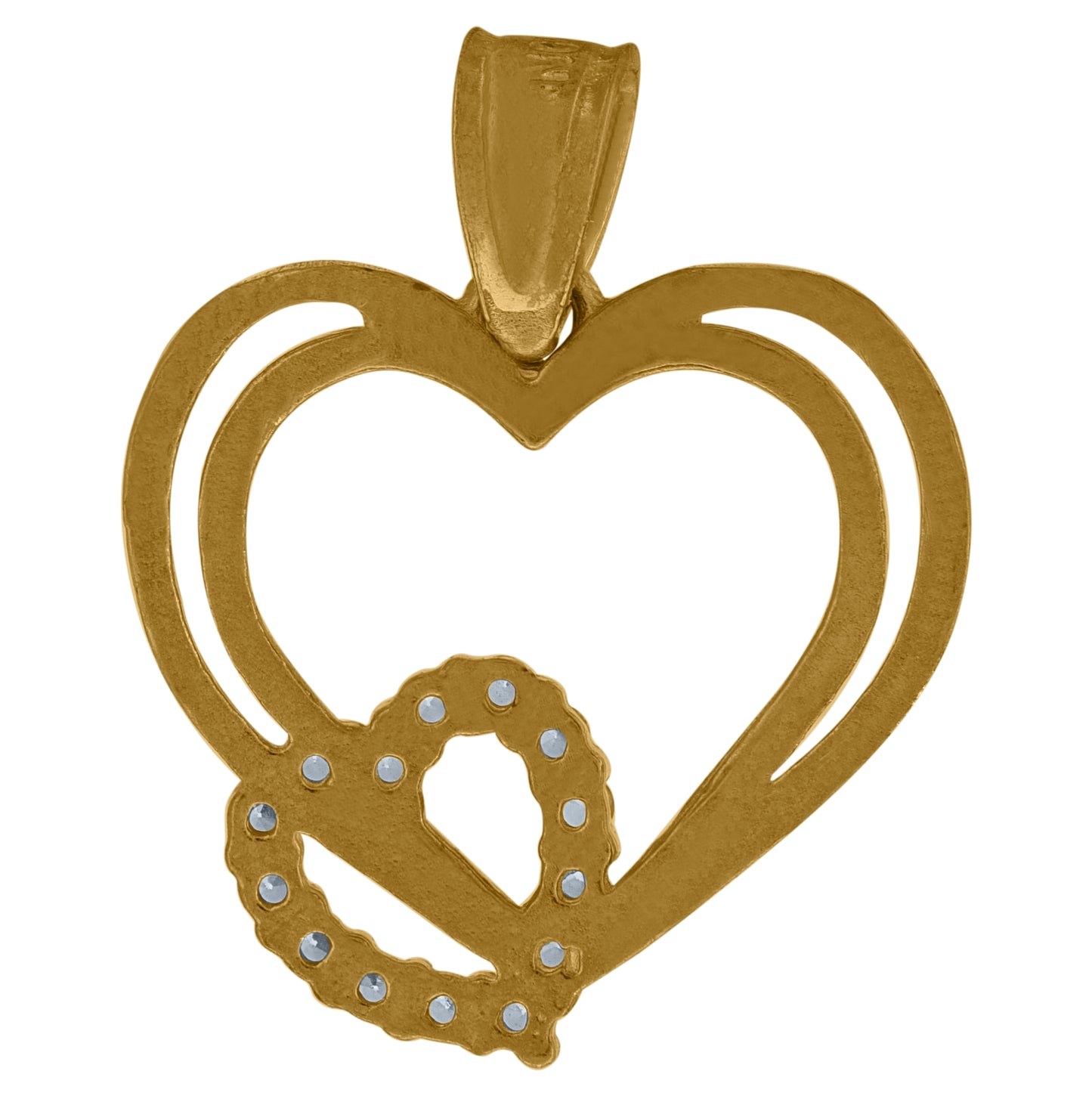 10K Two-Tone Gold Womens Cubic Zirconia Cubic-Zirconia Multi Hearts Love Charm Pendant