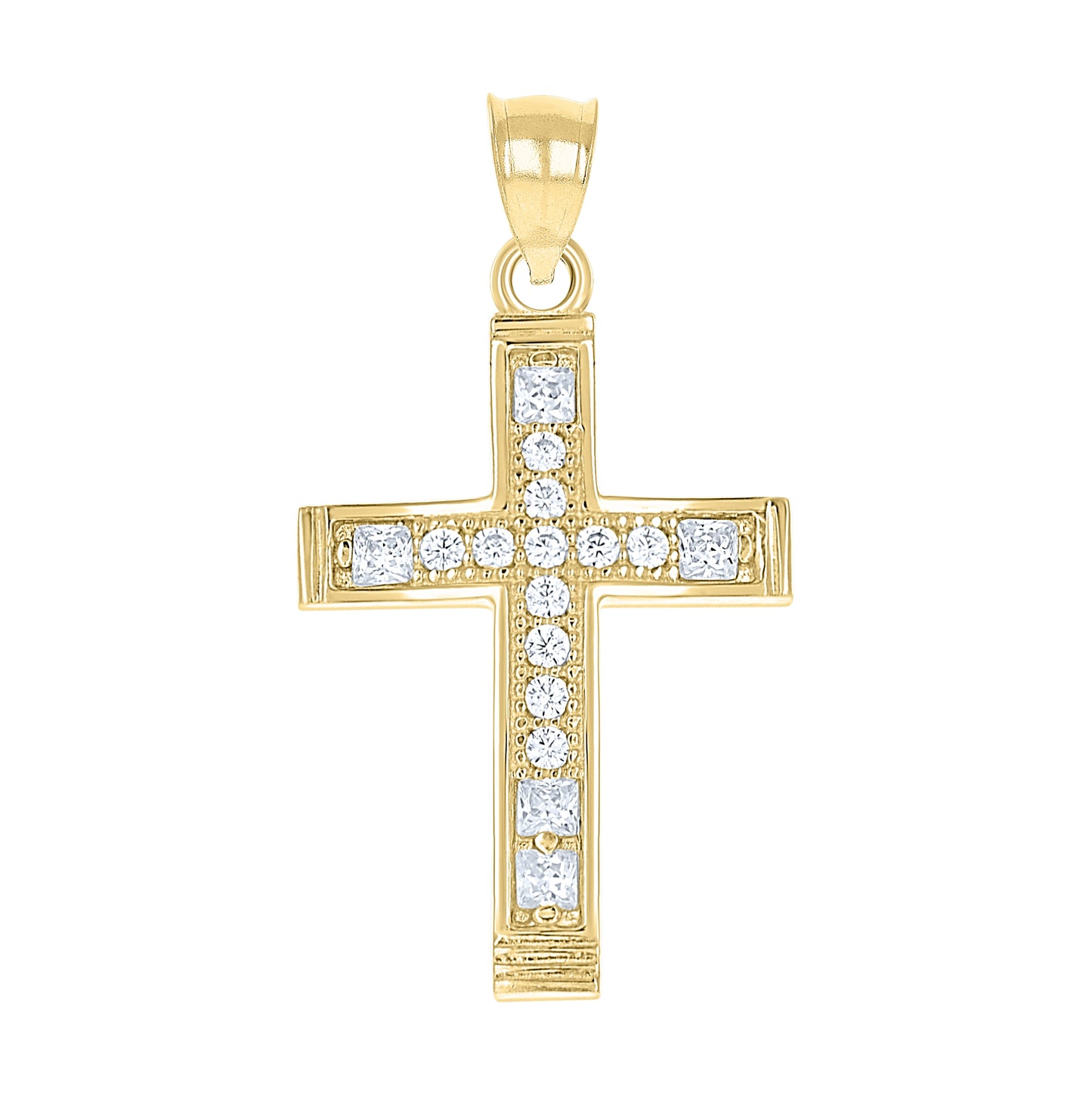 10K Yellow Gold Womens Round Cubic Zirconia Cubic-Zirconia Cross Pendant