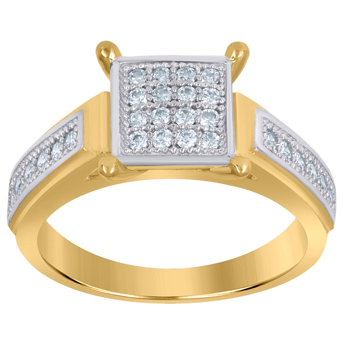 10K Two-Tone Gold Womens Cubic Zirconia Square Head Engagement Ring