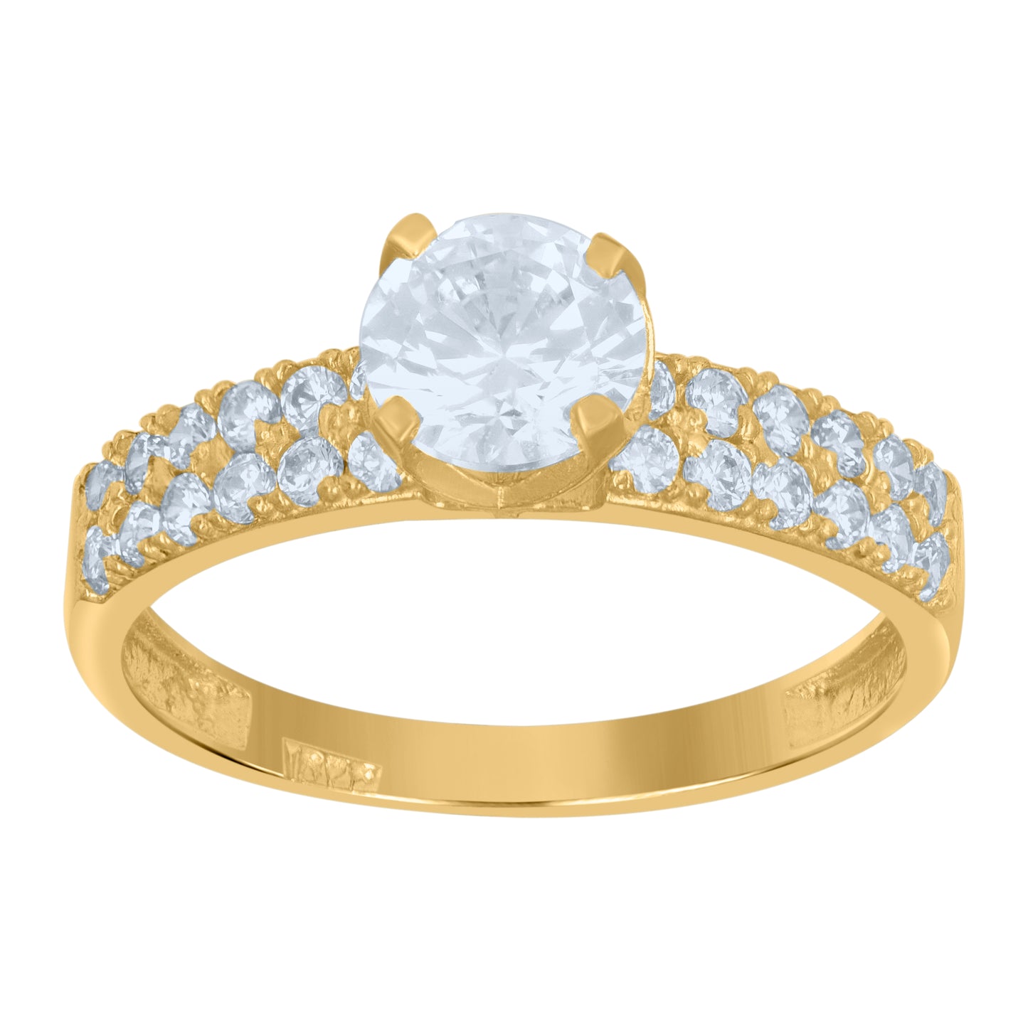10K Two-Tone Gold Womens Cubic Zirconia Double Row Engagement Ring