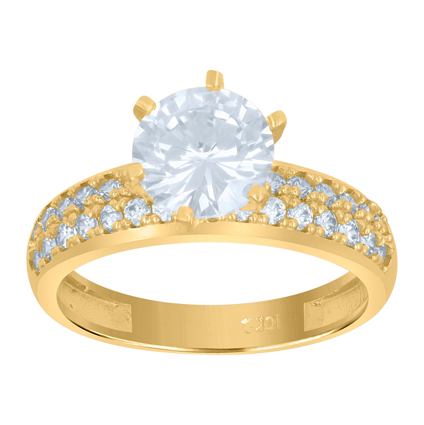 10K Two-Tone Gold Womens Cubic Zirconia Double Row Engagement Ring