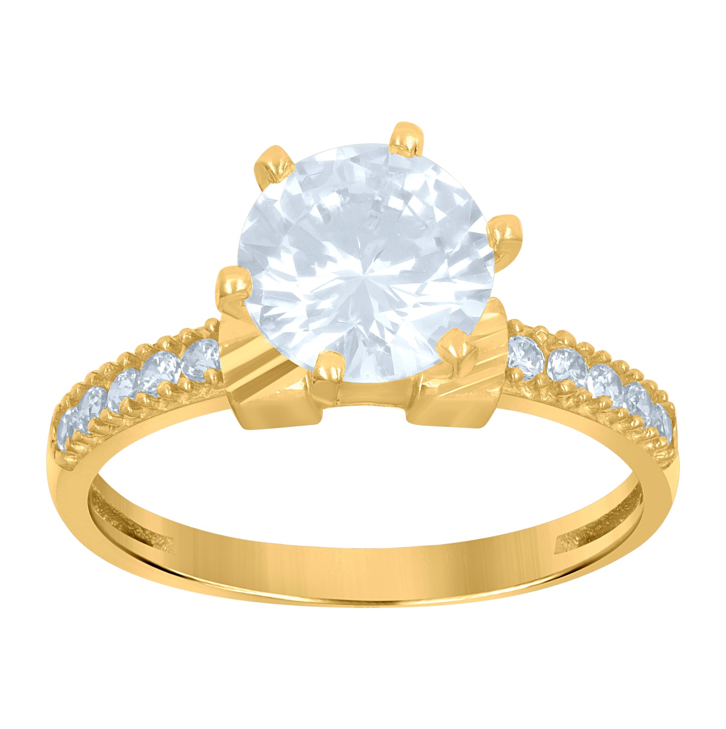 10K Two-Tone Gold Womens Cubic Zirconia Engagement Ring