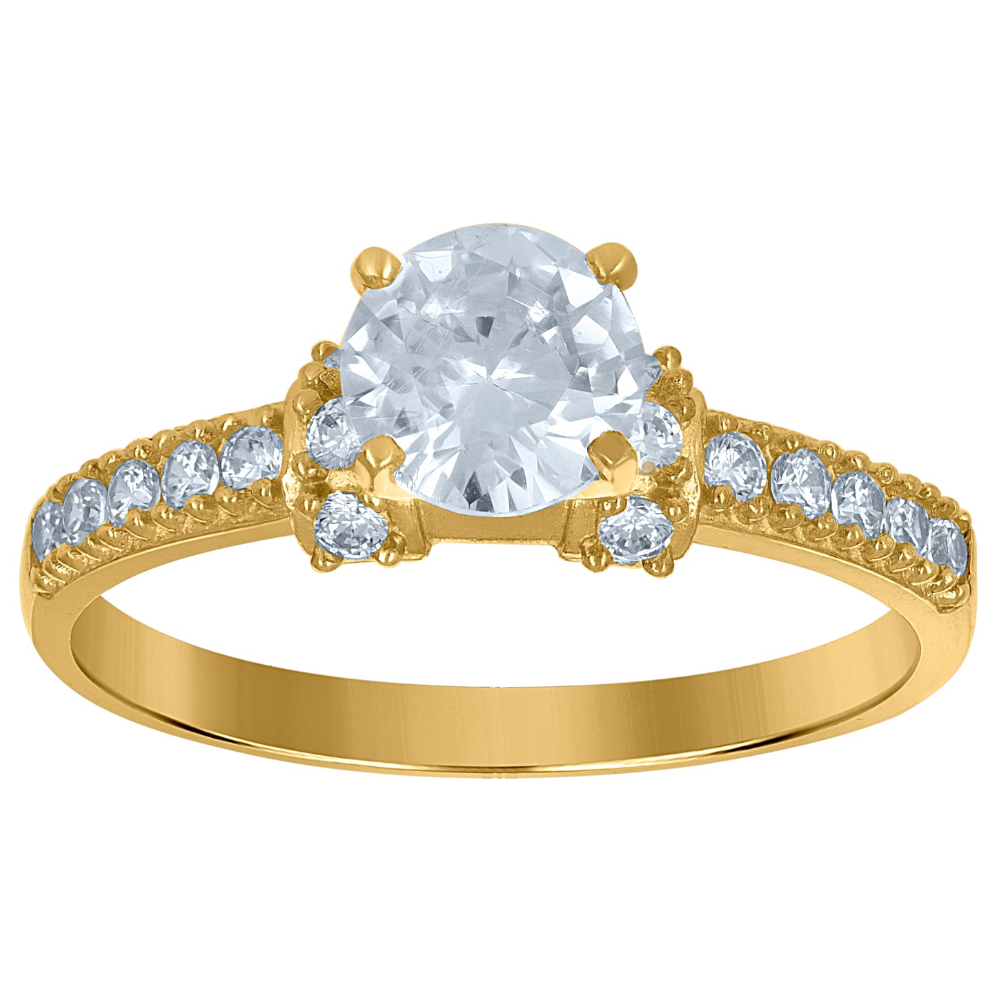 10K Yellow Gold Womens Cubic-Zirconia Engagement Ring