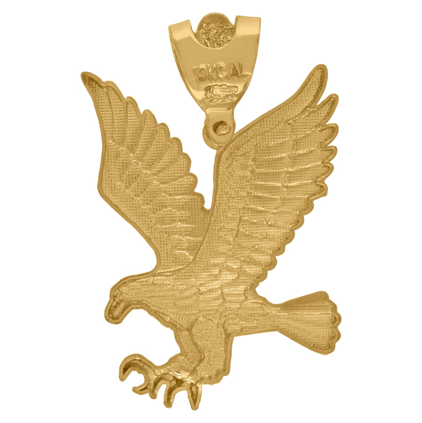 10K Yellow Gold Mens Eagle Bird Patriotism Charm Pendant