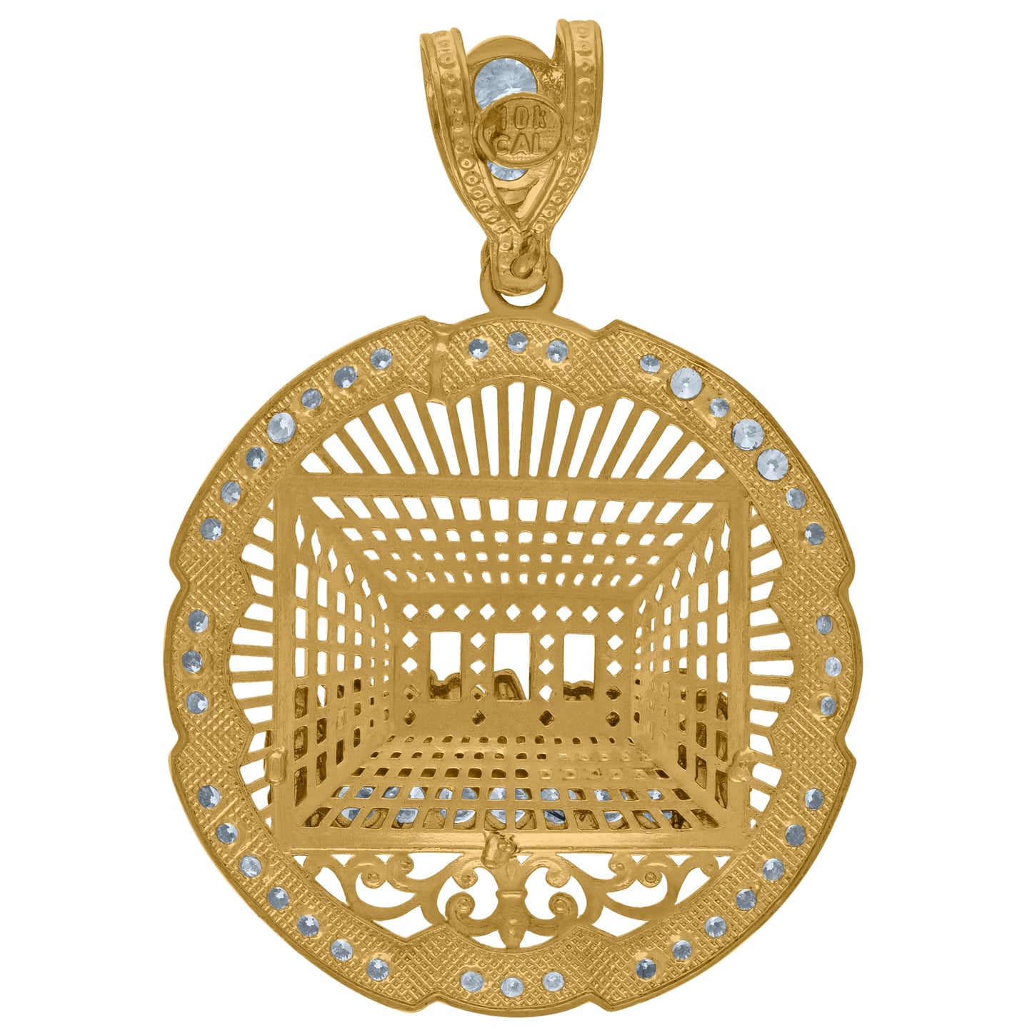10K Two-Tone Gold Mens Cubic Zirconia Last Supper Medallion Religious Charm Pendant