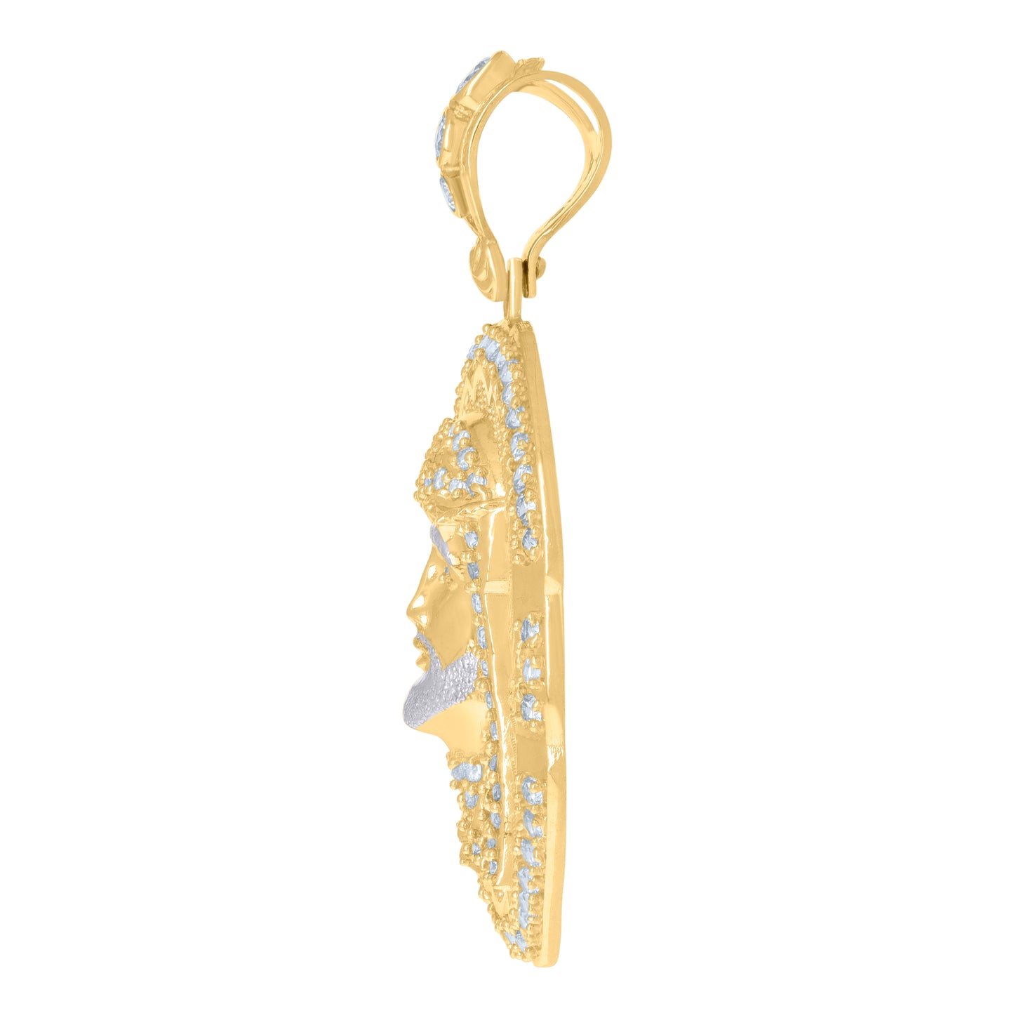 10K Yellow Gold Mens Cubic-Zirconia Medallion Jesus Religious Charm Pendant