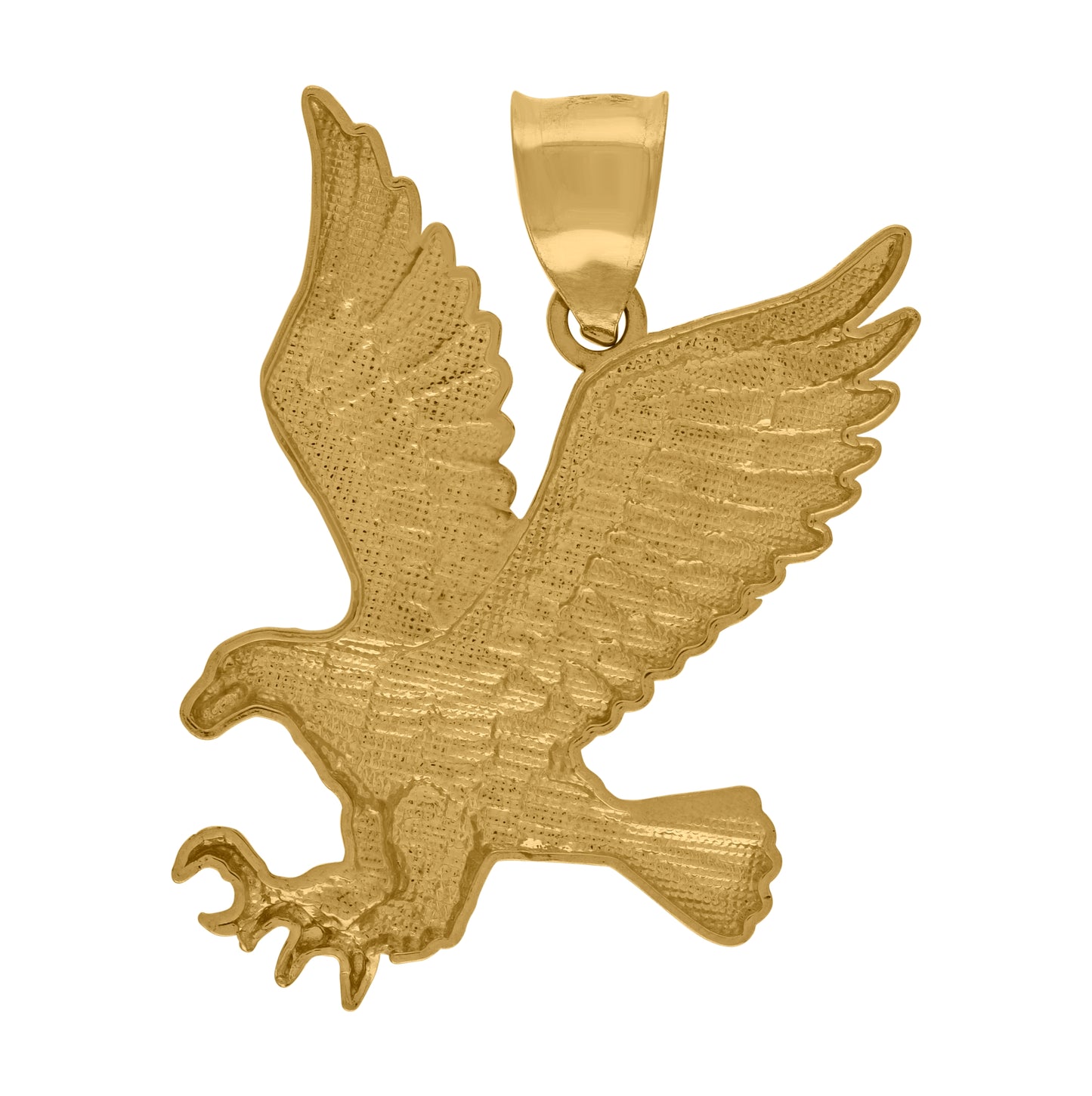 10K Yellow Gold Mens Eagle Bird Patriotism Charm Pendant