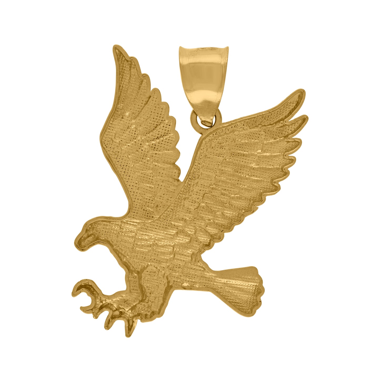 10K Yellow Gold Mens Eagle Bird Patriotism Charm Pendant