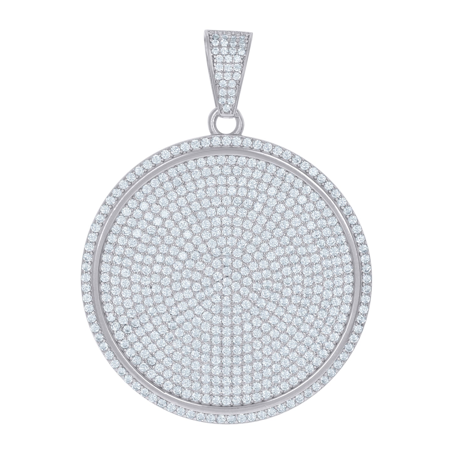 Sterling Silver Mens Cubic-Zirconia Medallion Round Cluster Charm Pendant