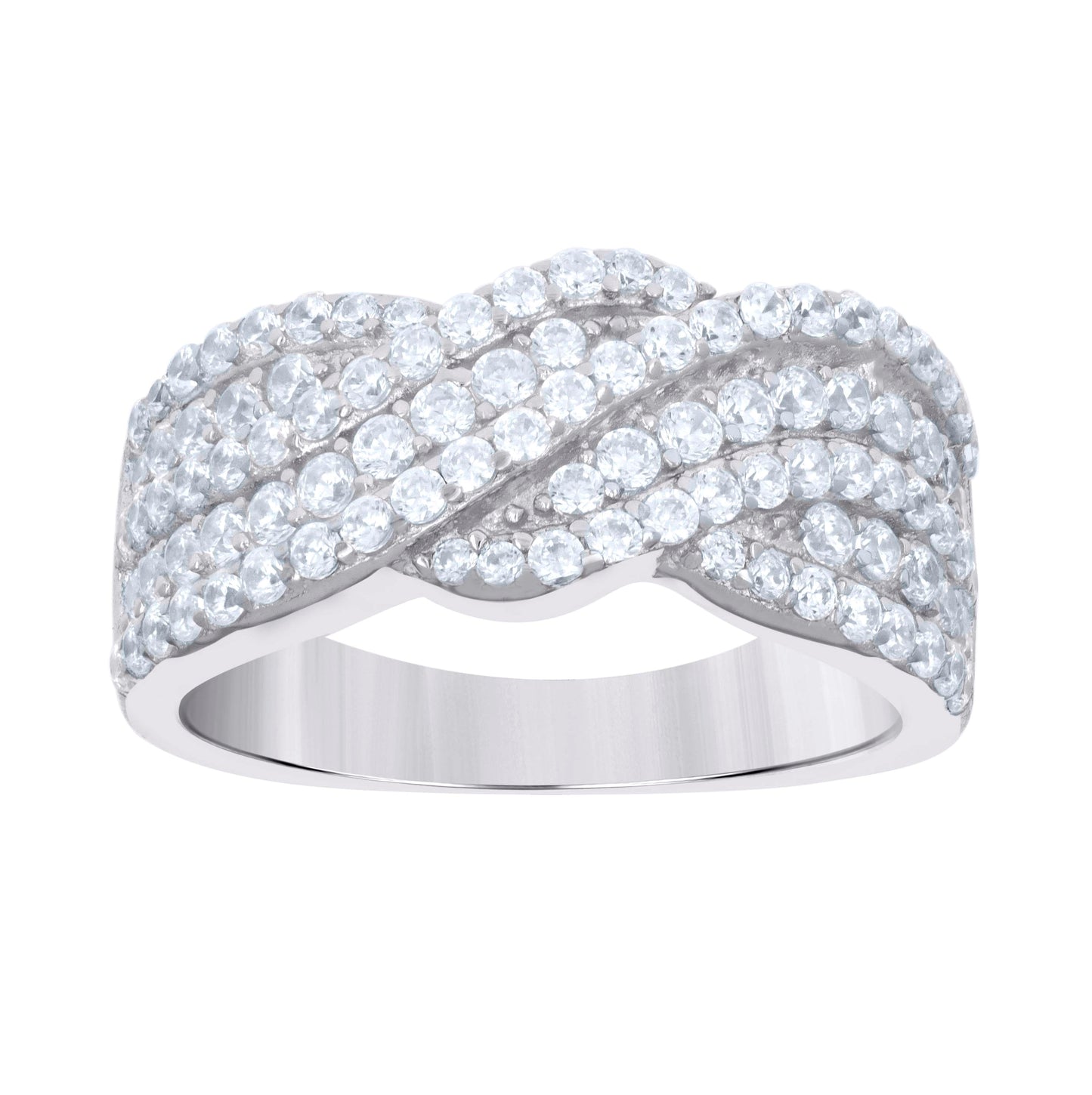 Sterling Silver Womens Cubic Zirconia Twisted Fashion Bridal Anniversary Wedding Engagement Band Ring