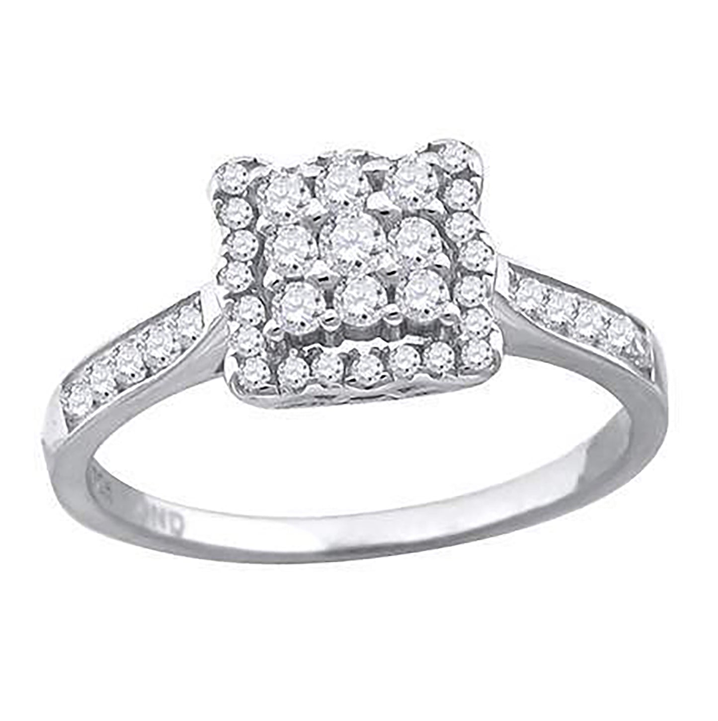 Sterling Silver Women's Cubic Zirconia Square Bridal Anniversary Engagement Wedding Ring