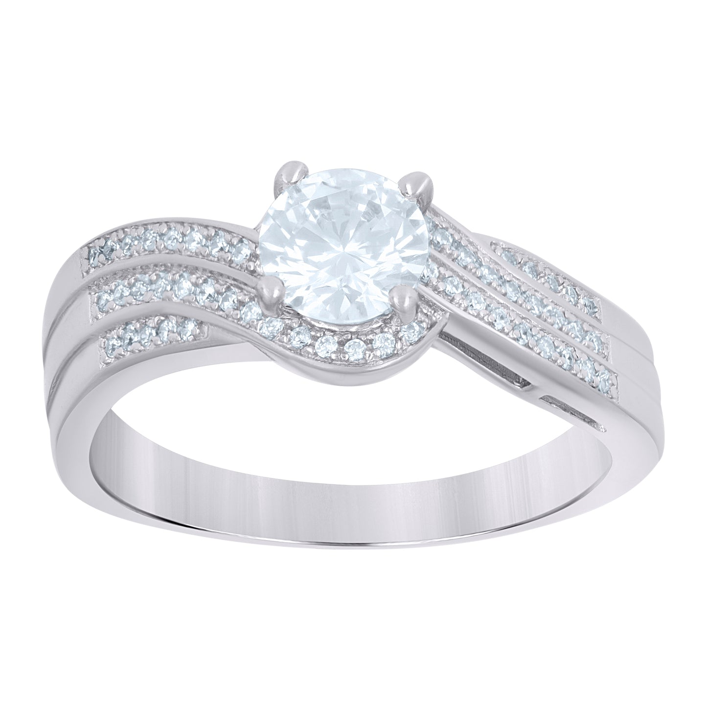 Sterling Silver Women's Cubic-Zirconia Fashion Bridal Anniversary Wedding Engagement Band Ring