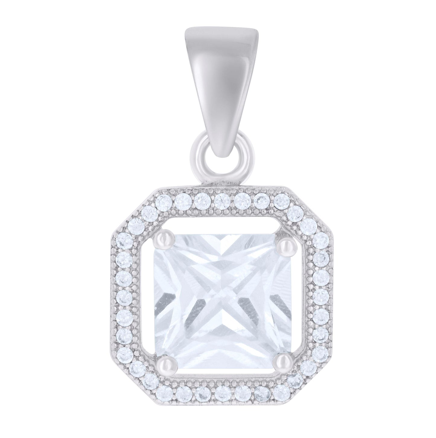 Sterling Silver Womens Cubic-Zirconia Charm Pendant