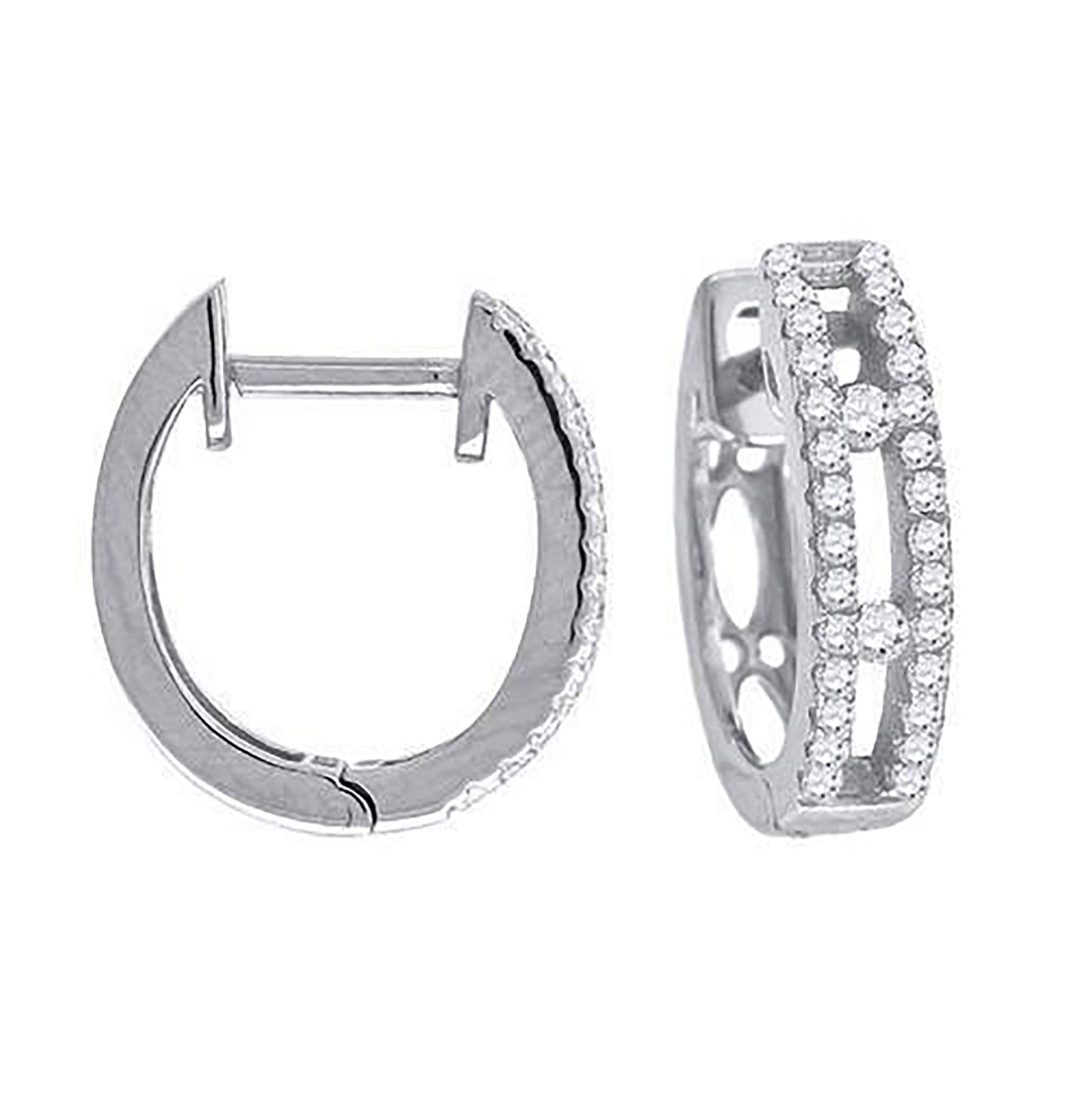 Sterling Silver Womens Cubic Zirconia Huggie Hoop Earrings