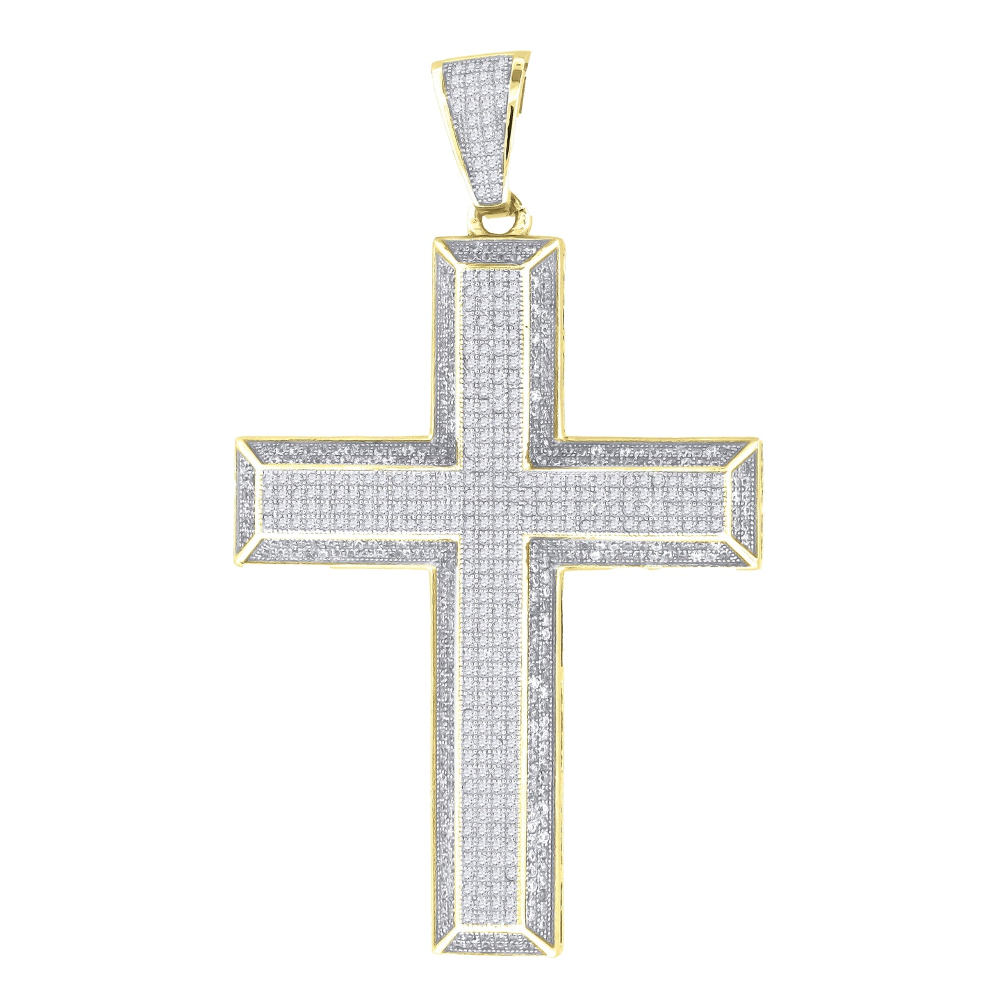 Sterling Silver Or Yellow-Tone Unisex Cubic Zirconia Cross Religious Charm Pendant