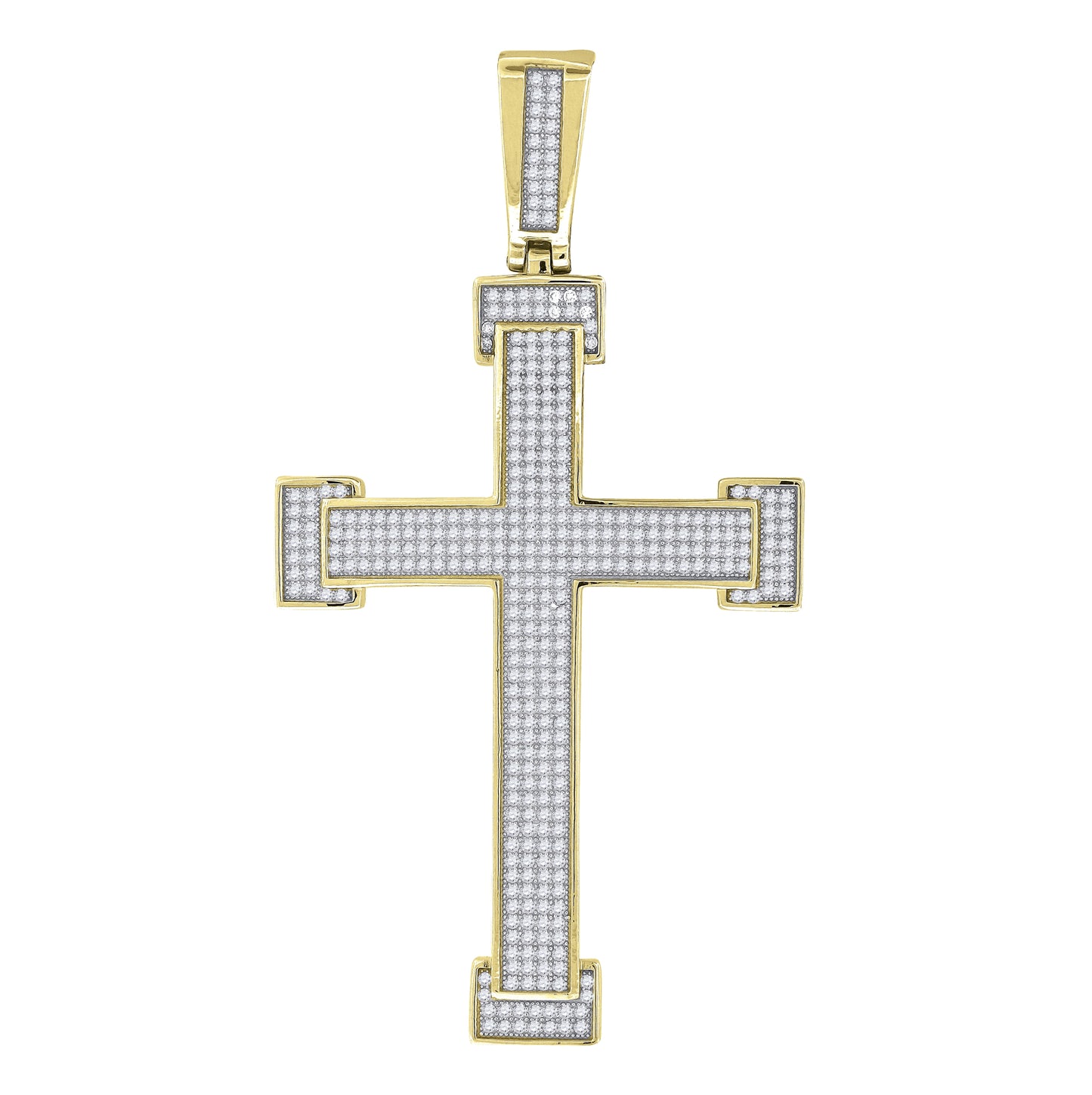 Sterling Silver Or Yellow-Tone Unisex Cubic Zirconia Cross Religious Charm Pendant