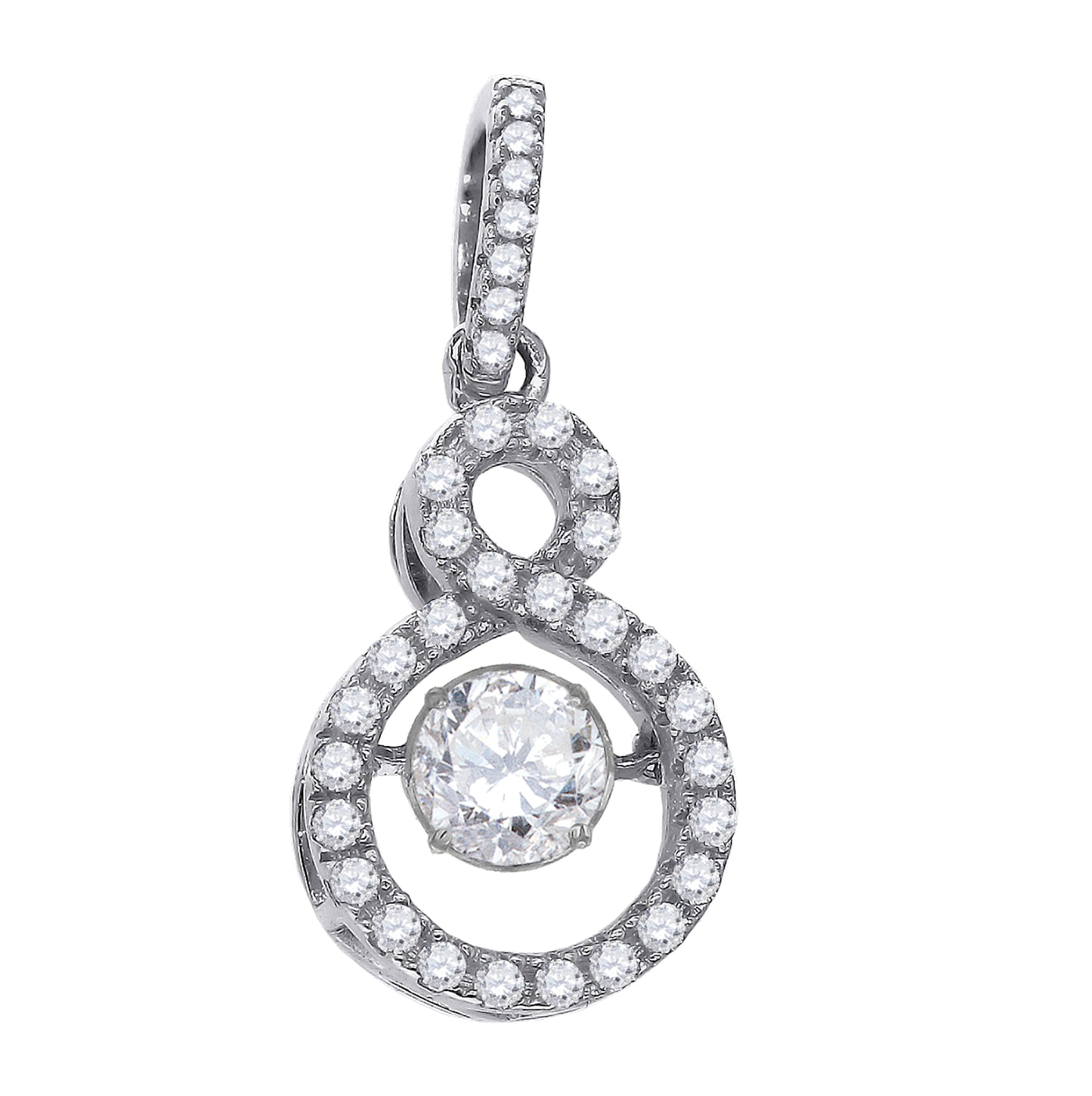 Sterling Silver Womens Sparkling Shaking Cubic Zirconia In Infinity Pendant Charm
