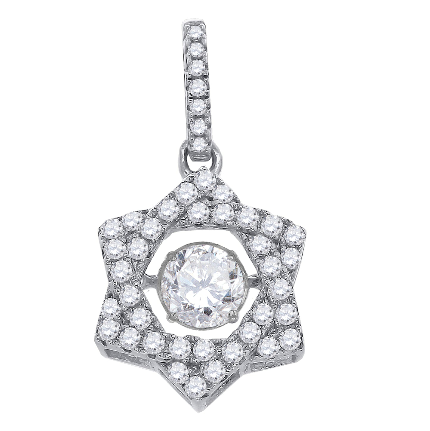 Sterling Silver Womens Cubic Zirconia Star Charm Pendant