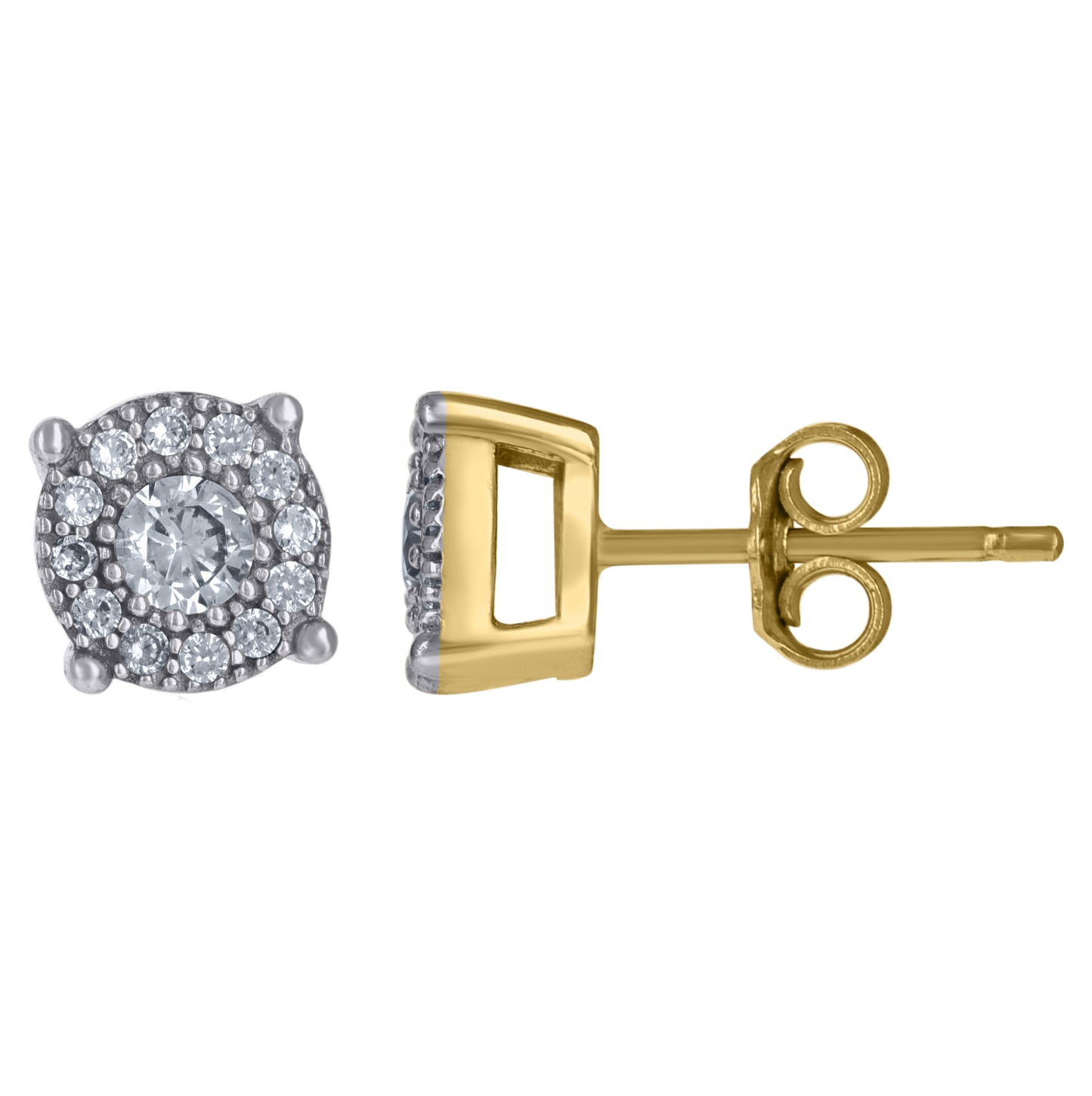 10K Yellow Gold Mens Cubic-Zirconia Fashion Stud Earrings