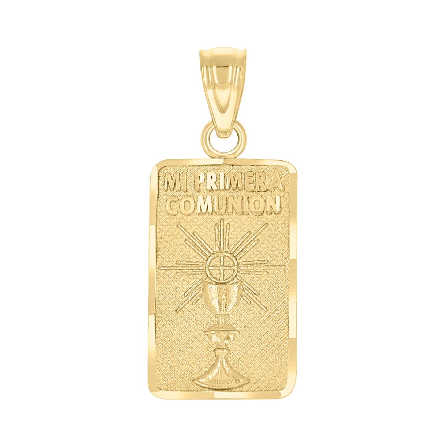 10K Yellow Gold Mens Diamond-Cut Mi Primera Communion Charm Pendant