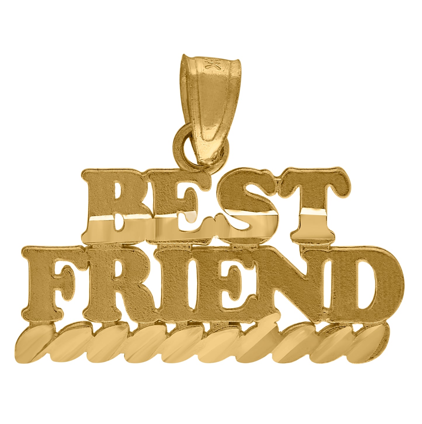 10K Yellow Gold Diamond-Cut Mens Best Friends Letter & Words Charm Pendant