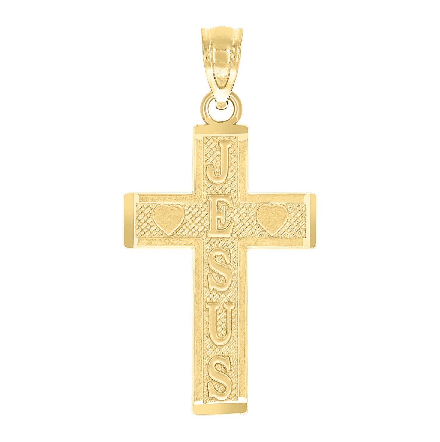 10K Yellow Gold Textured Mens Our Jesus Lord Religious Charm Pendant