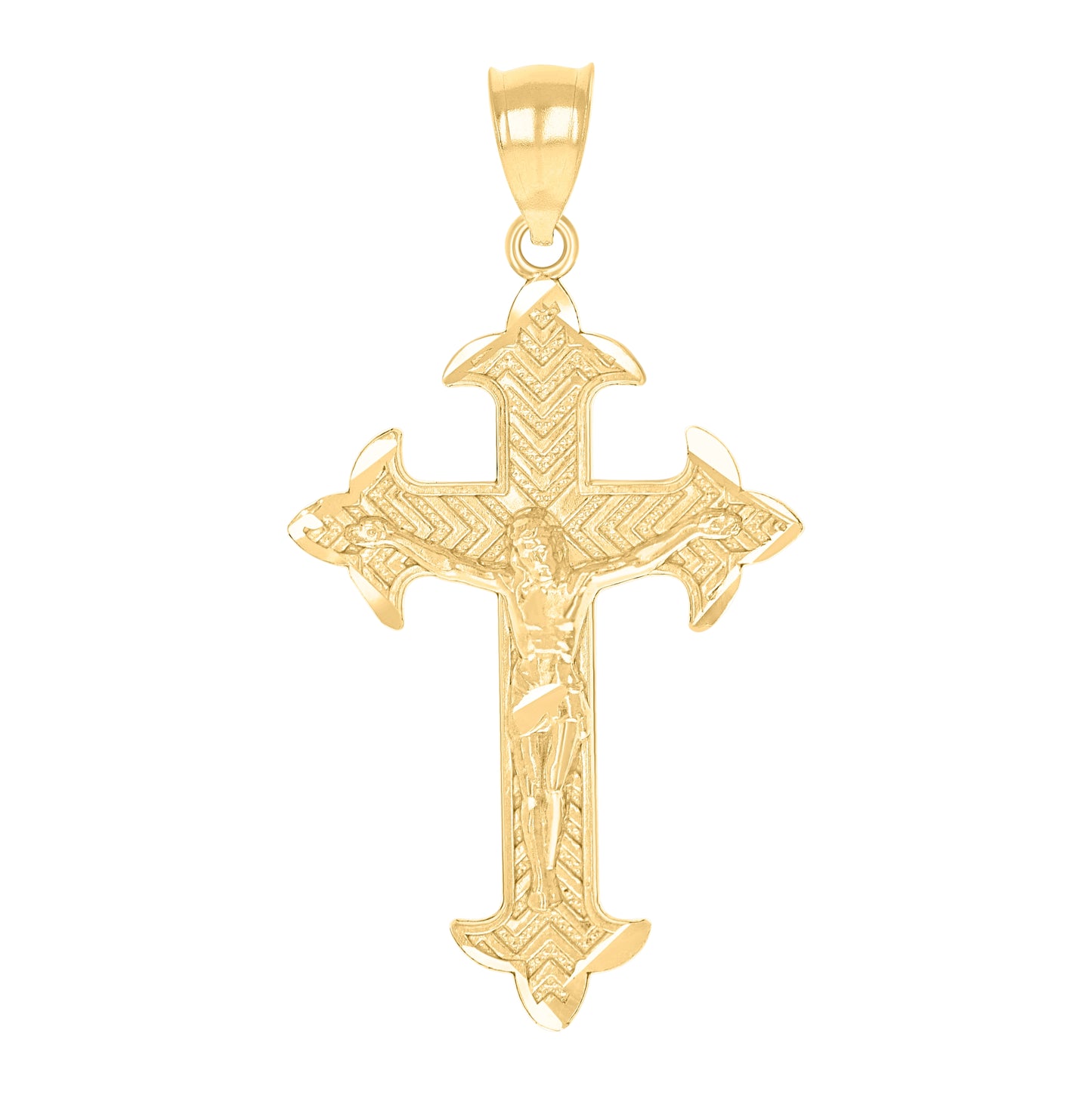 Sterling Silver Yellow Unisex Crucifix Religious Pendant