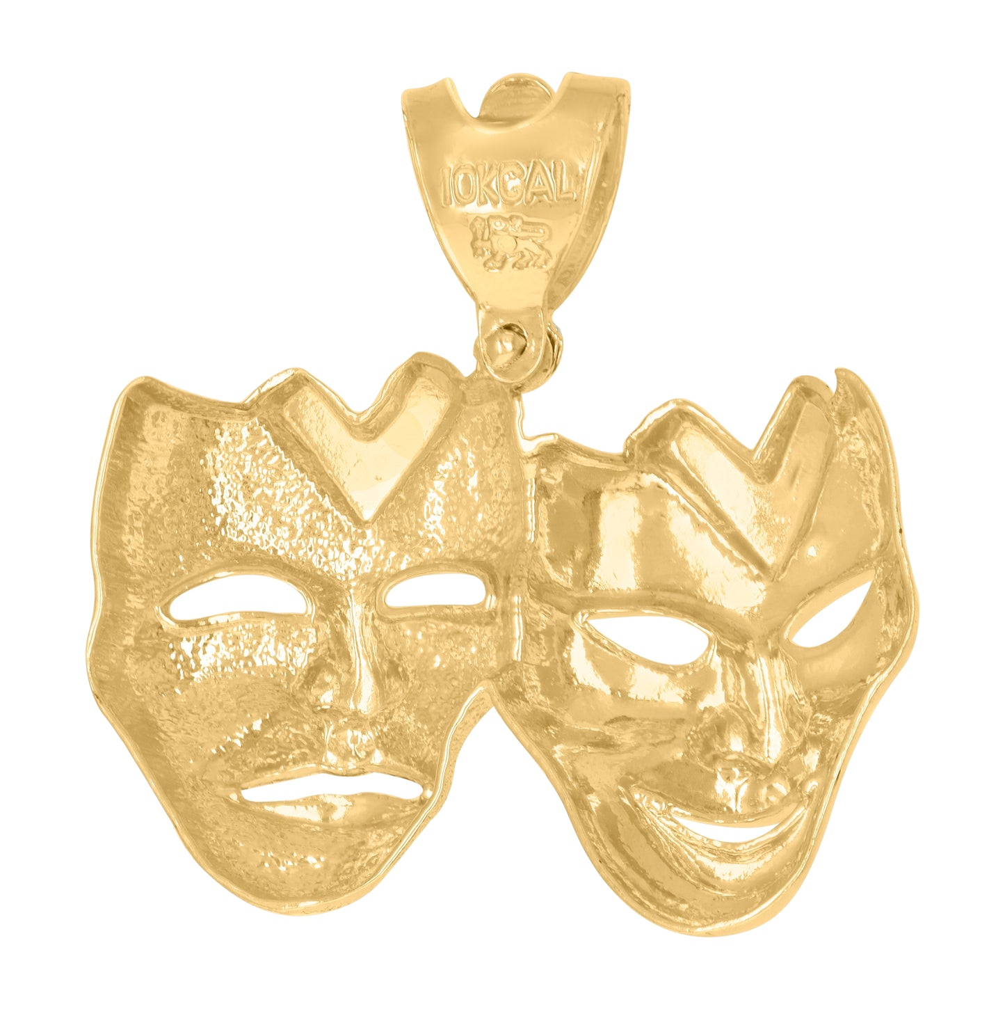 10K Two-Tone Gold Mens Comedy Tragedy Mask Fashion Charm Pendant