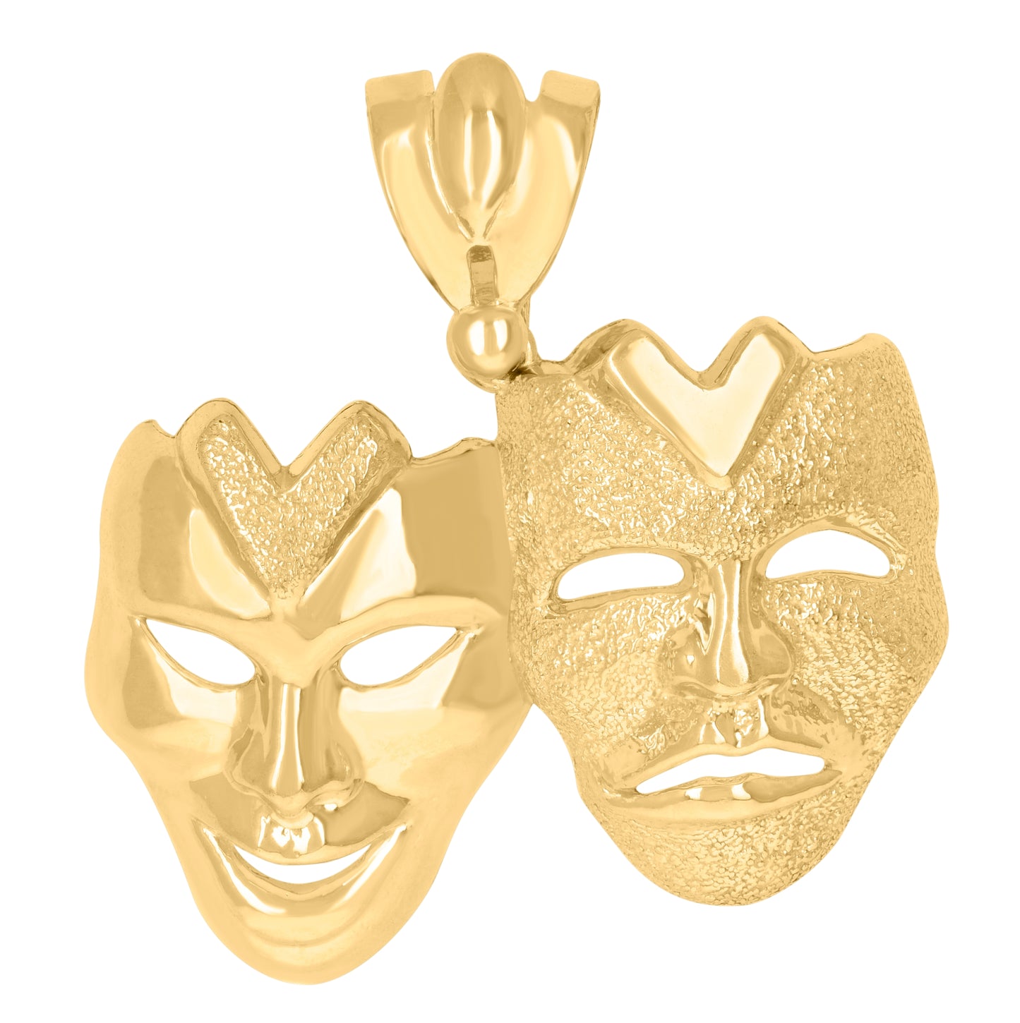 10K Two-Tone Gold Mens Comedy Tragedy Mask Fashion Charm Pendant