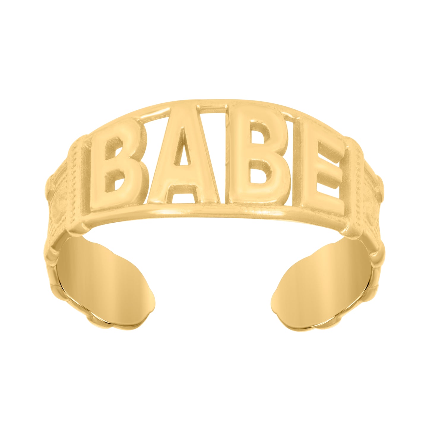 10K Yellow Gold Polished Finish Textured Babe Toe Ring