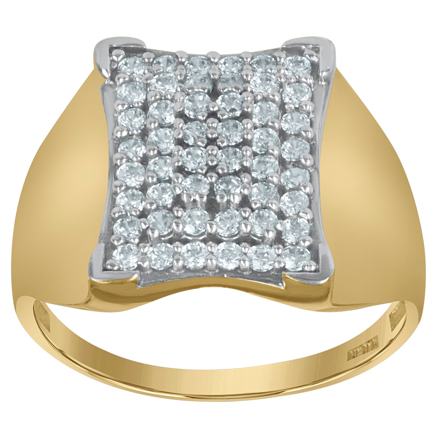 10K Two-Tone Gold Mens Cubic Zirconia Engagement Ring