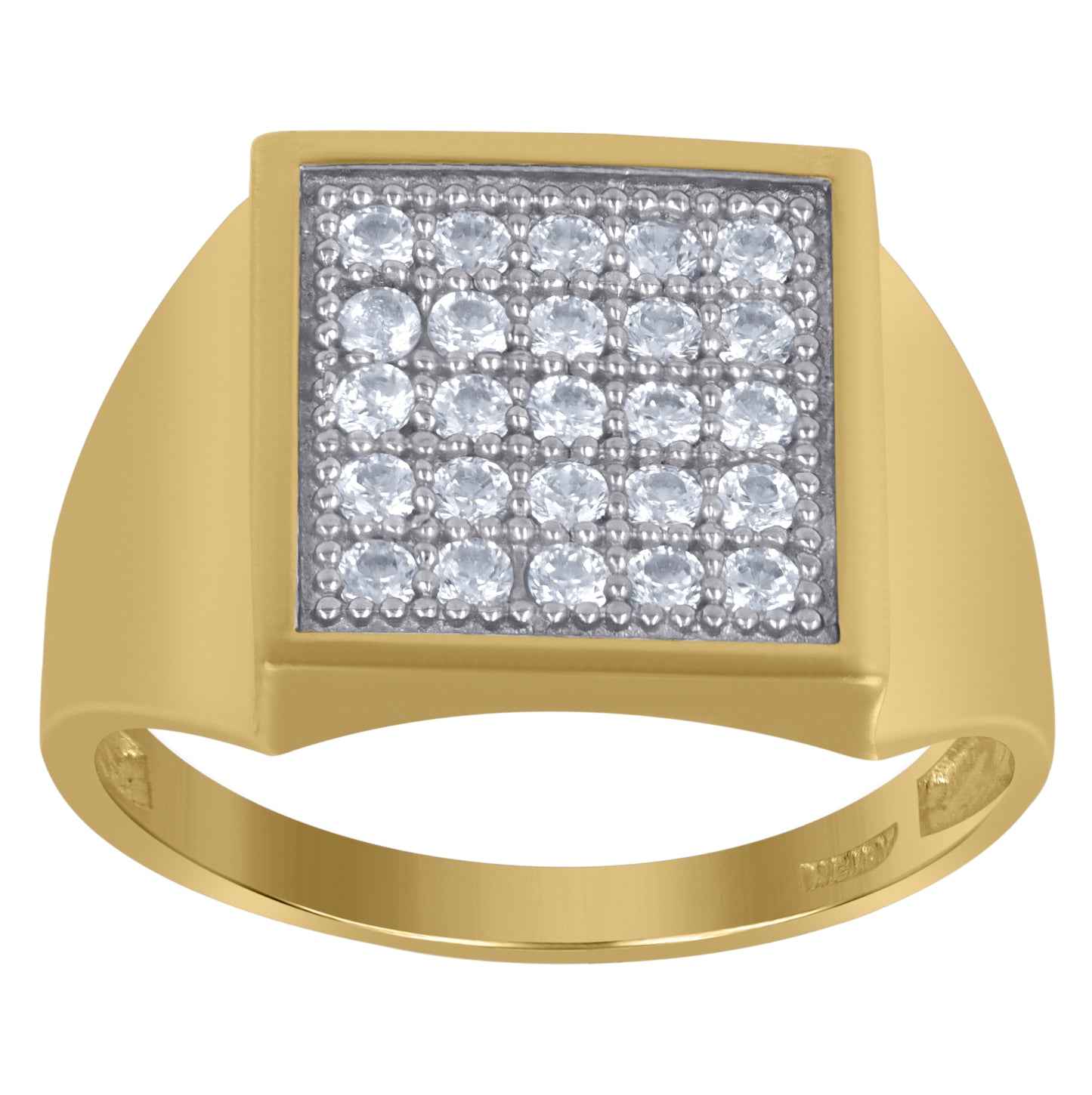 10K Two-Tone Gold Mens Cubic Zirconia Square Head Engagement Ring