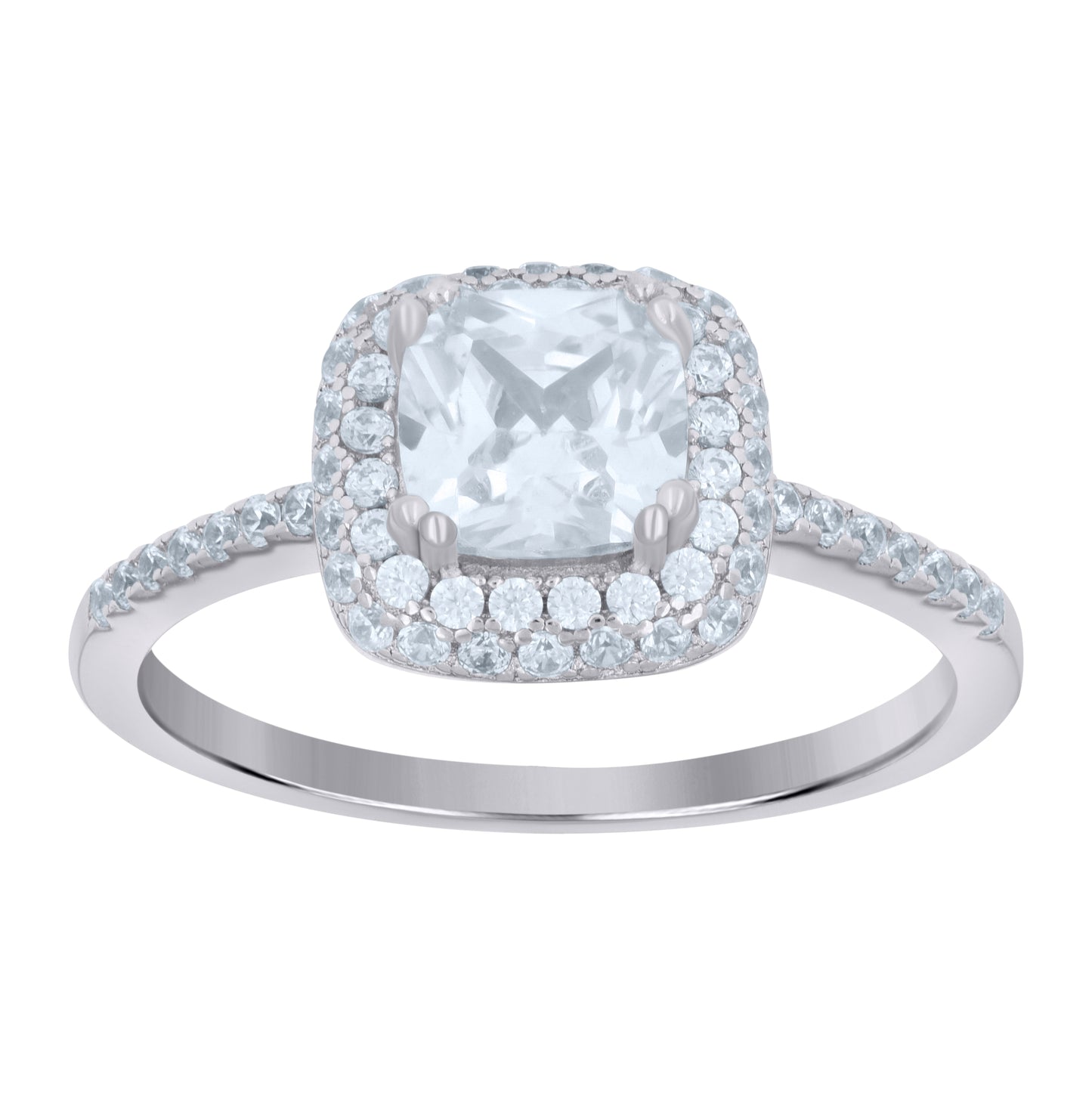 Sterling Silver Womens Cubic Zirconia Halo Bridal Anniversary Wedding Engagement Band Ring