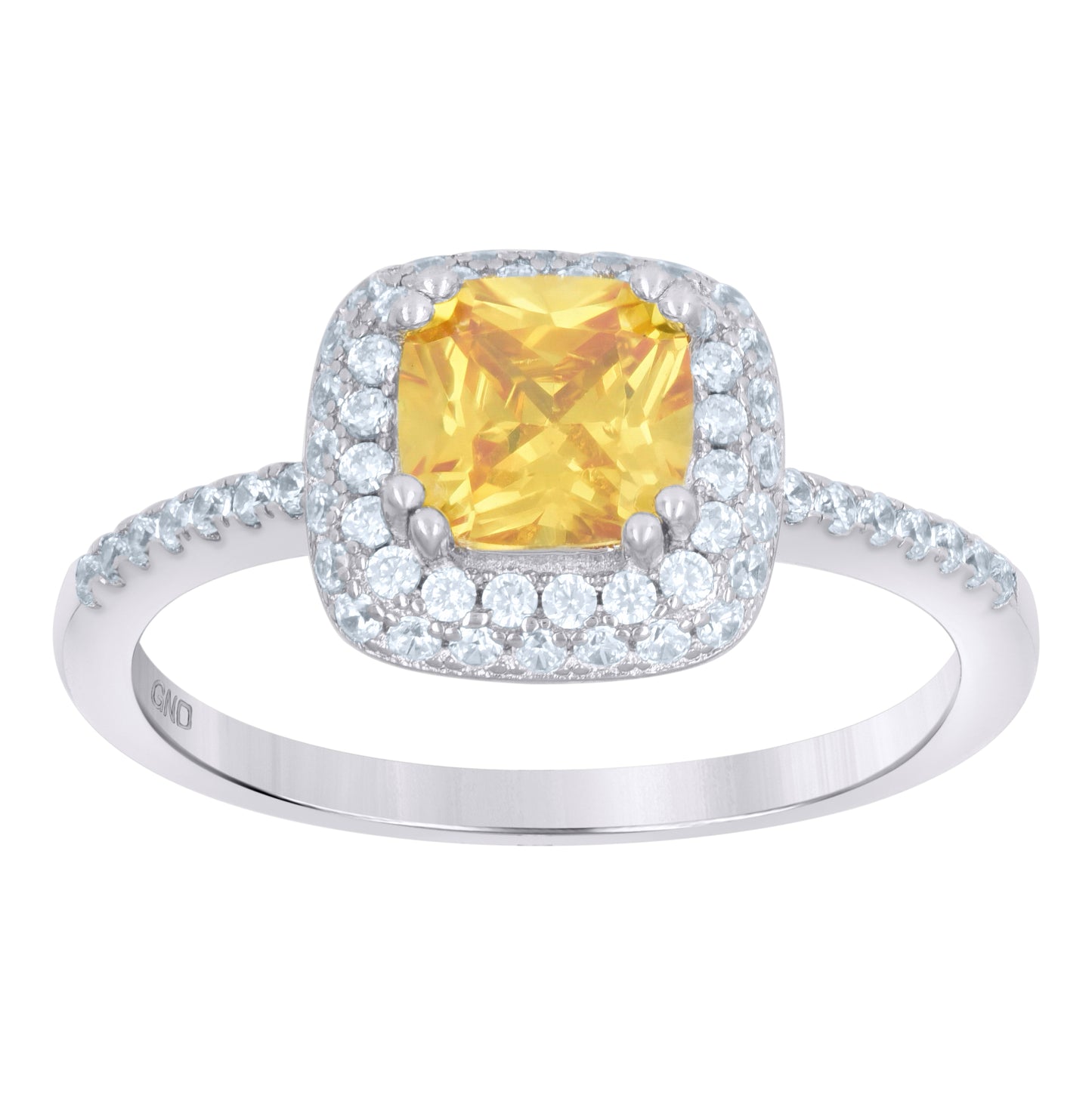 Sterling Silver Womens Yellow Cubic Zirconia Halo Bridal Anniversary Wedding Engagement Band Ring