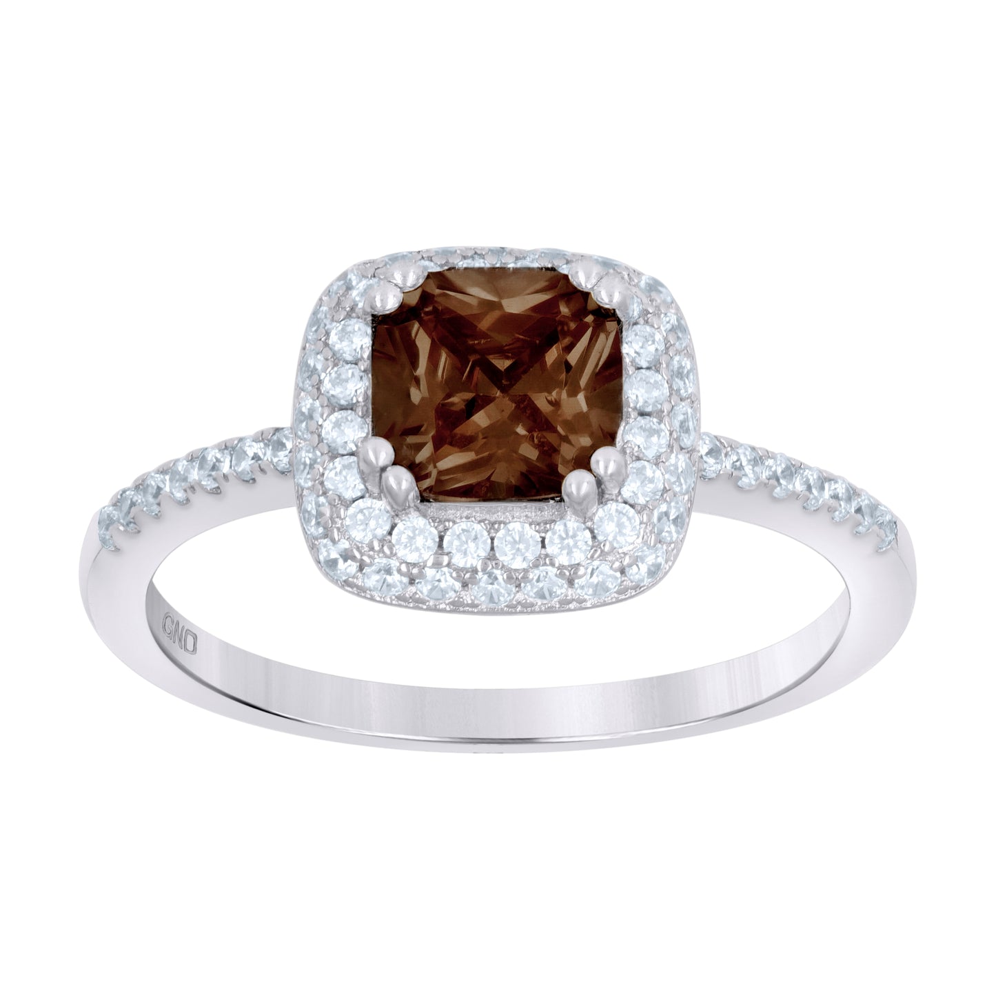Sterling Silver Womens Brown Cubic Zirconia Halo Bridal Anniversary Wedding Engagement Band Ring