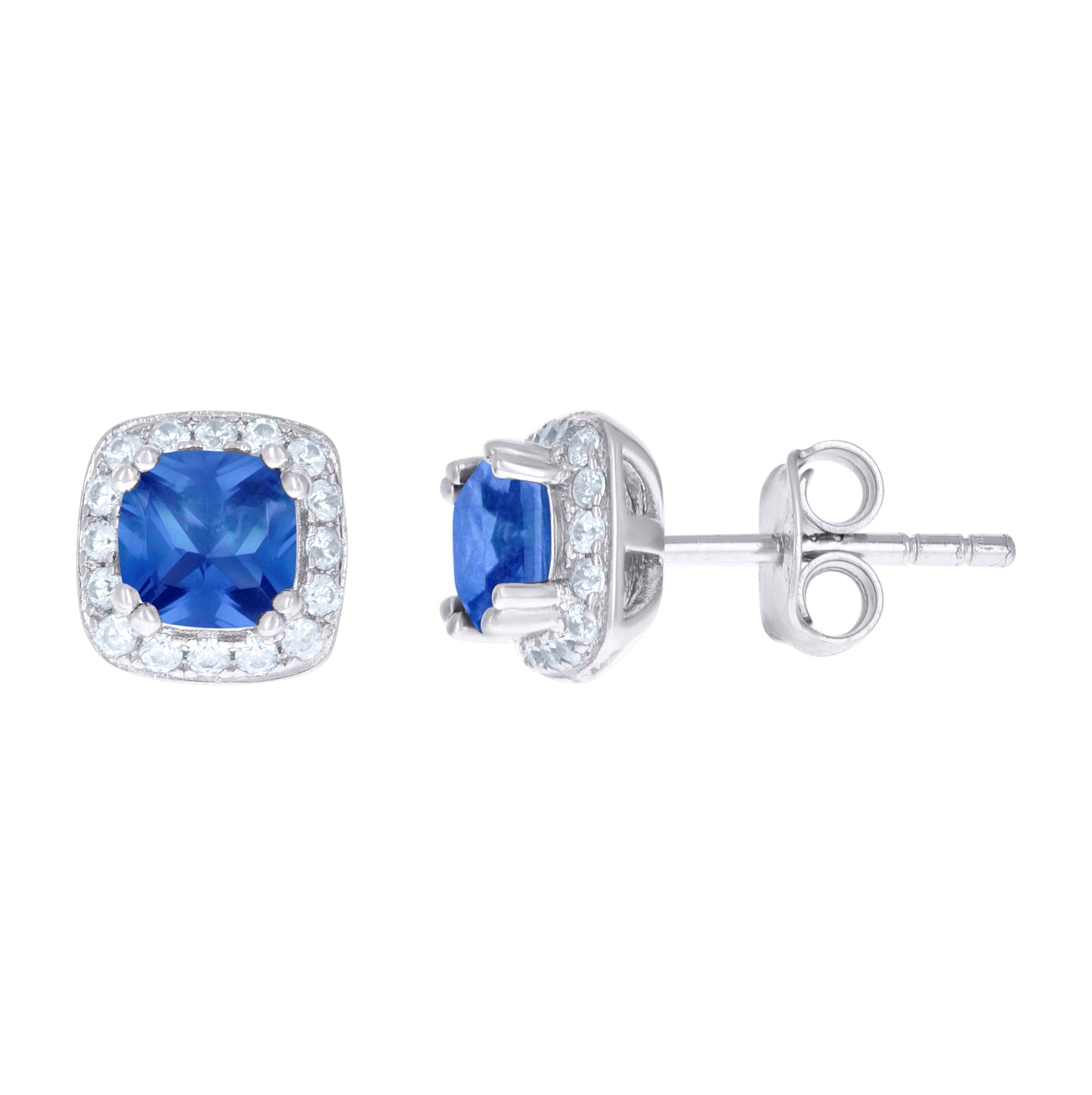 Sterling Silver Womens Cubic Zirconia Square Stud Earrings