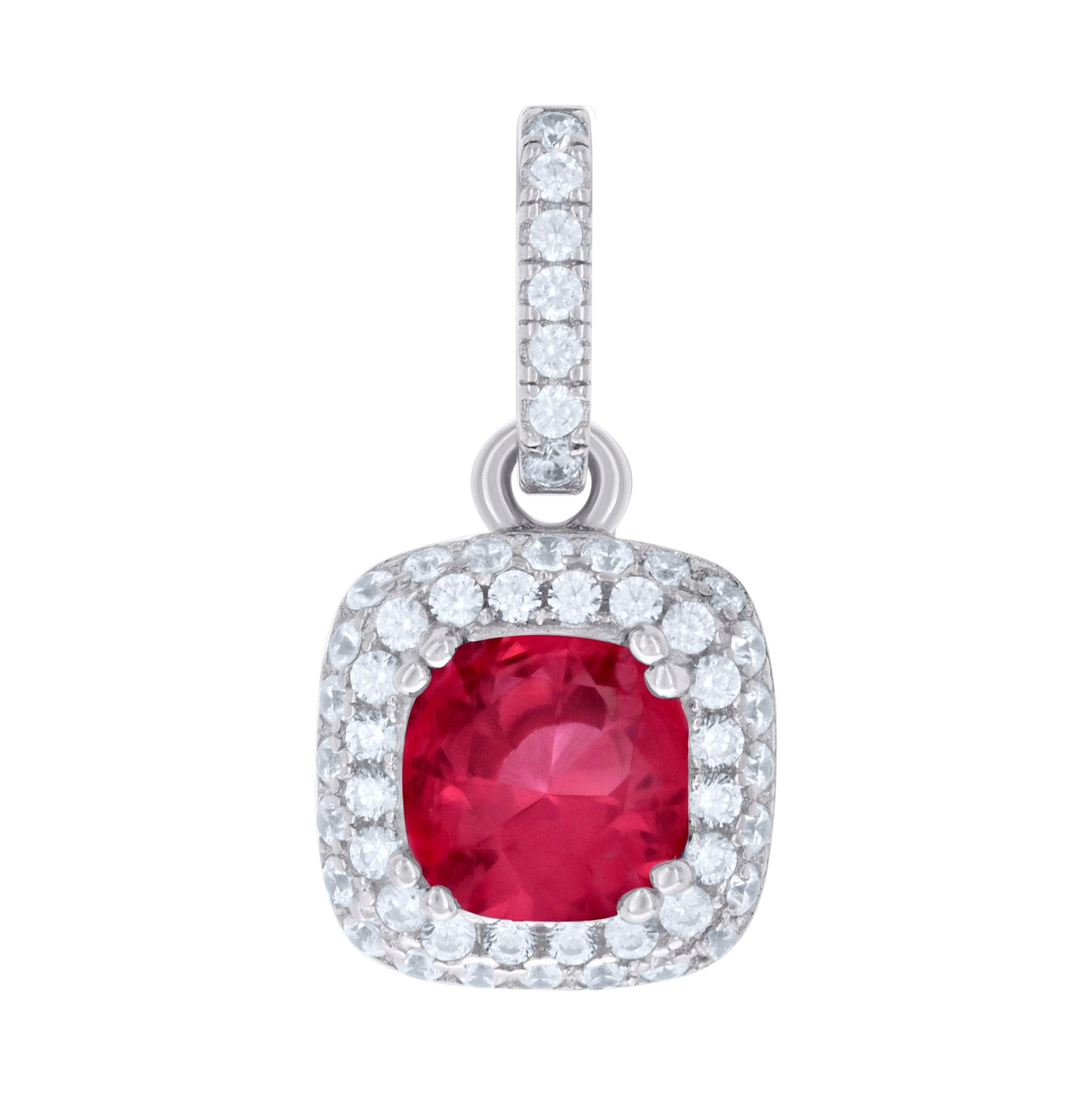 Sterling Silver Womens Cubic Zirconia Fashion Square Charm Pendant