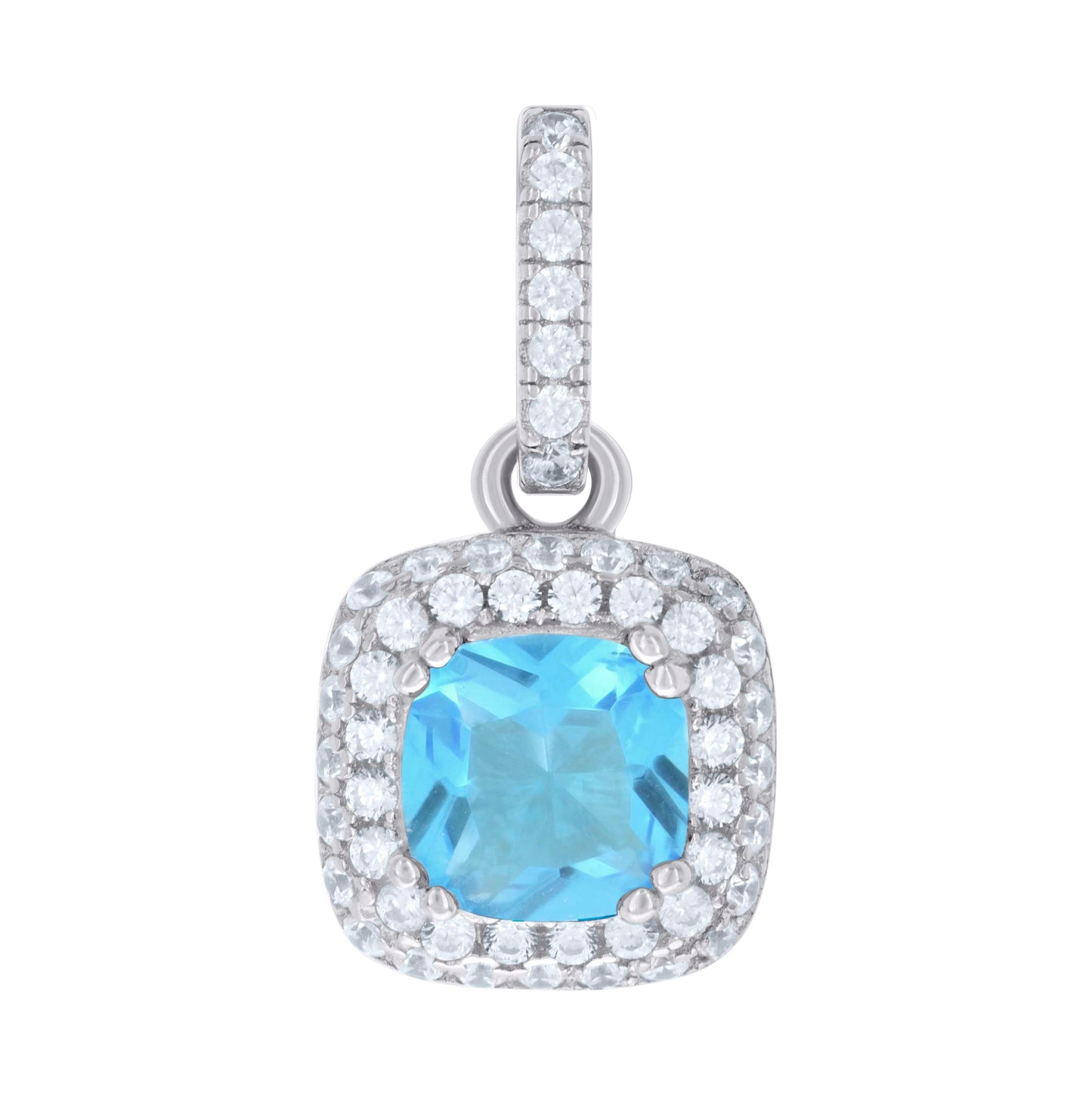 Sterling Silver Womens Cubic Zirconia Fashion Square Charm Pendant