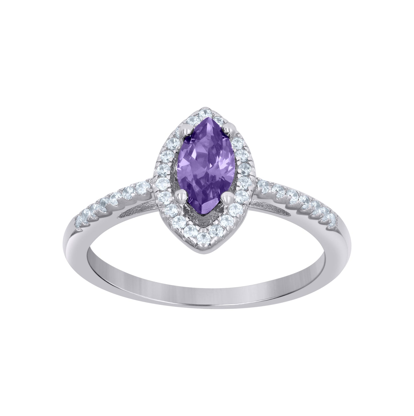 Sterling Silver Womens Marquise Cubic Zirconia Fashion Bridal Anniversary Wedding Engagement Band Ring