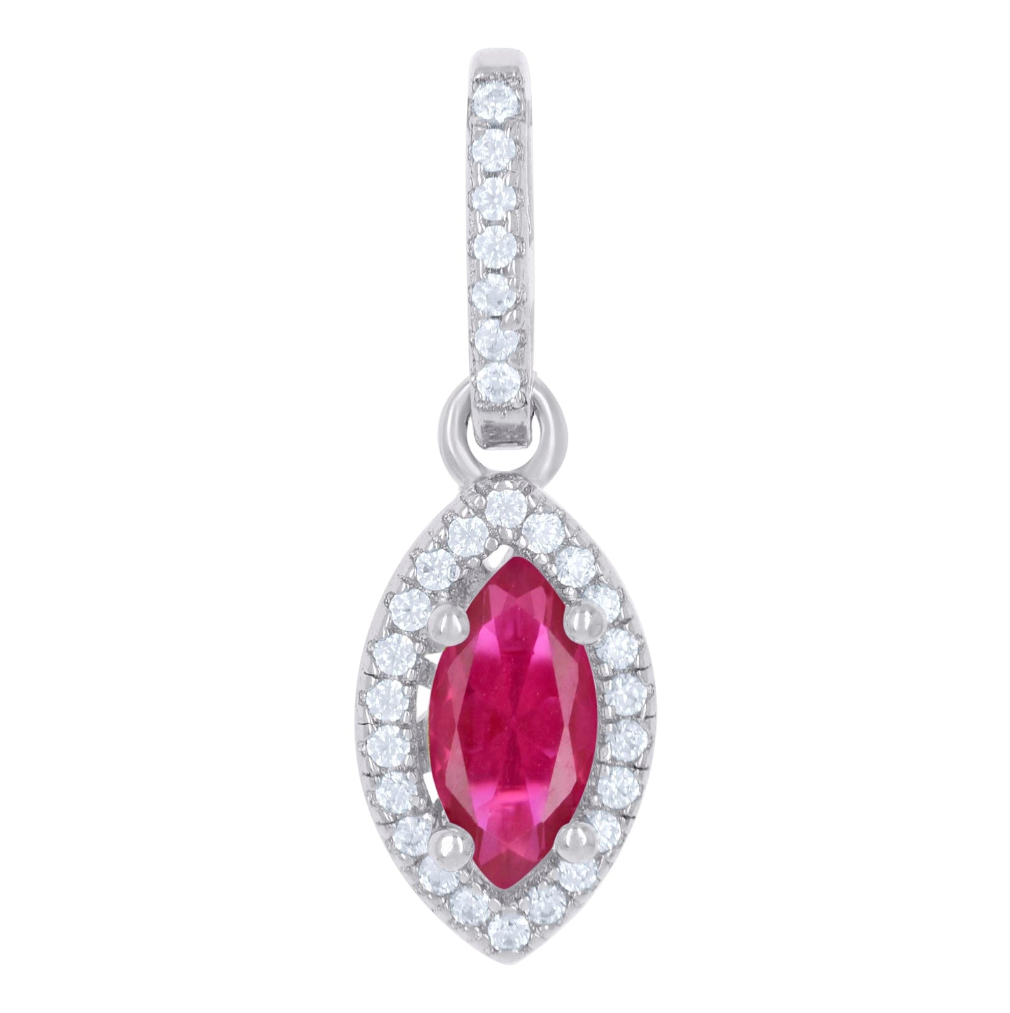 Sterling Silver Womens Cubic Zirconia Fashion Marquise Charm Pendant