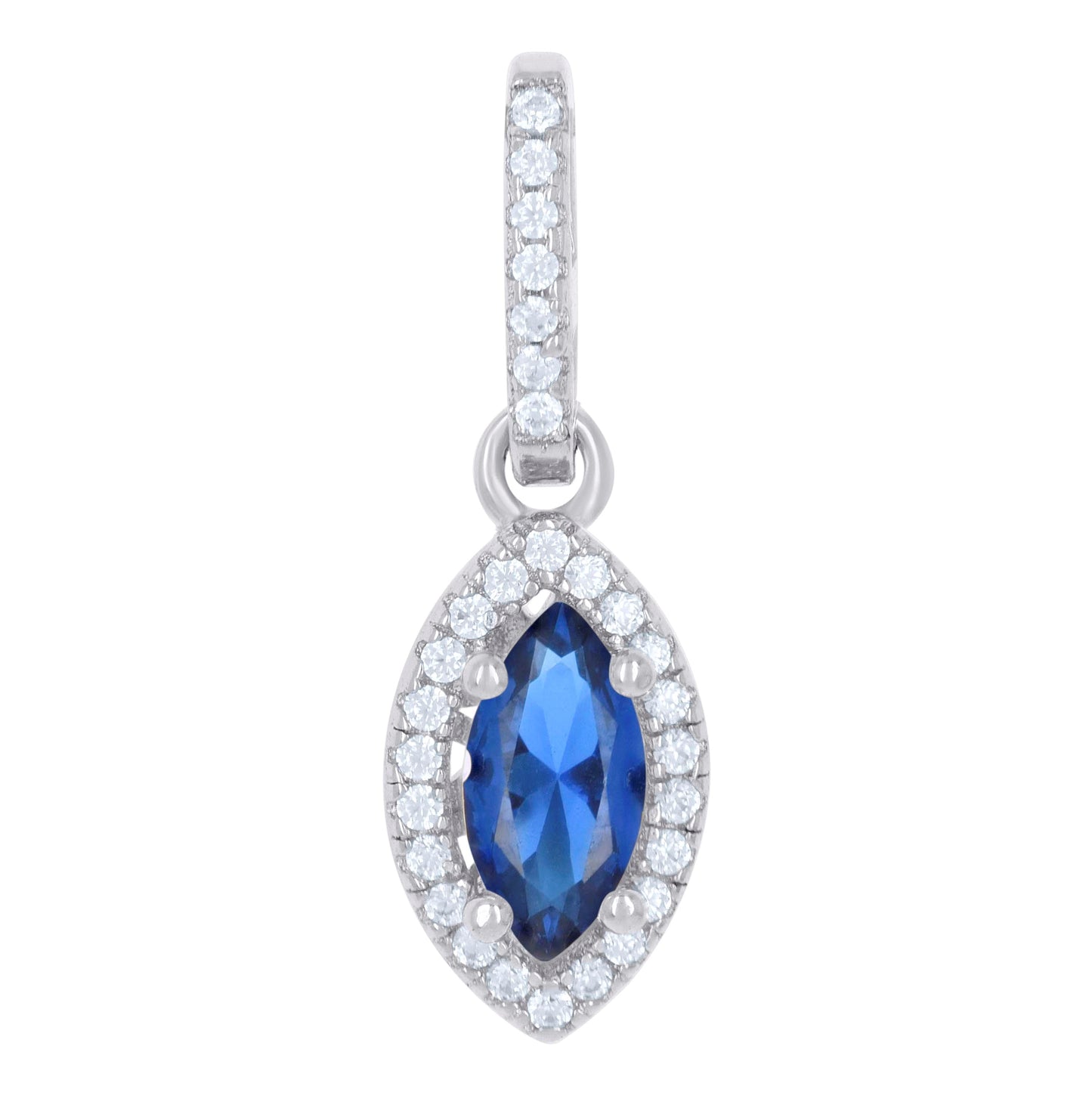 Sterling Silver Womens Cubic Zirconia Fashion Marquise Charm Pendant