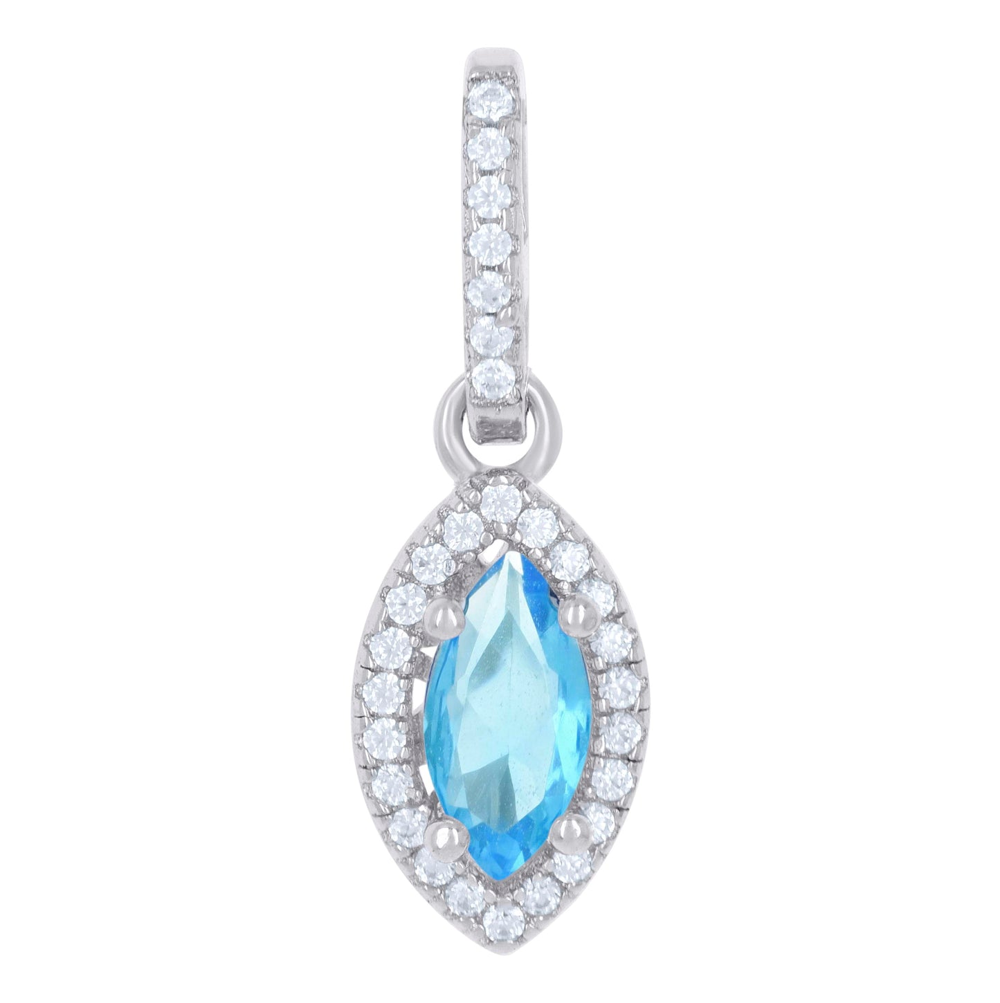 Sterling Silver Womens Cubic Zirconia Fashion Marquise Charm Pendant
