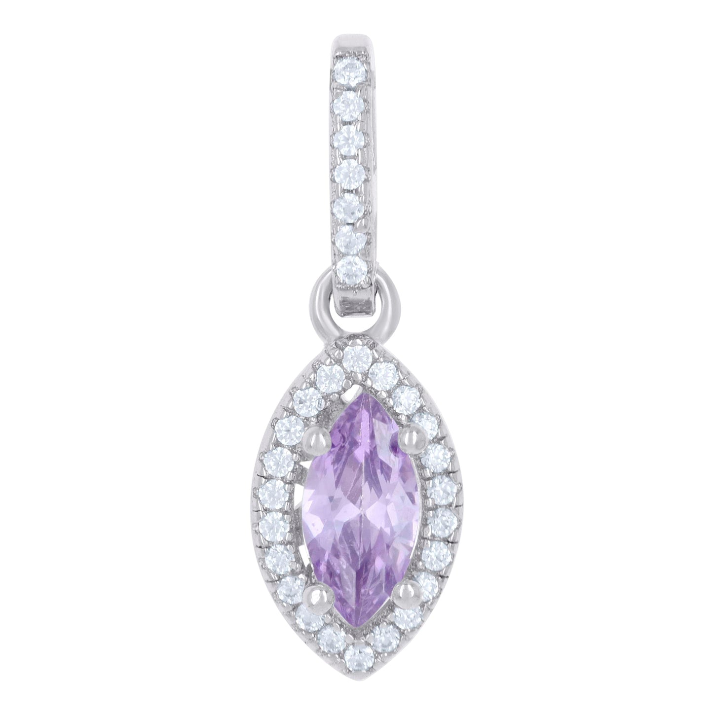 Sterling Silver Womens Cubic Zirconia Fashion Marquise Charm Pendant