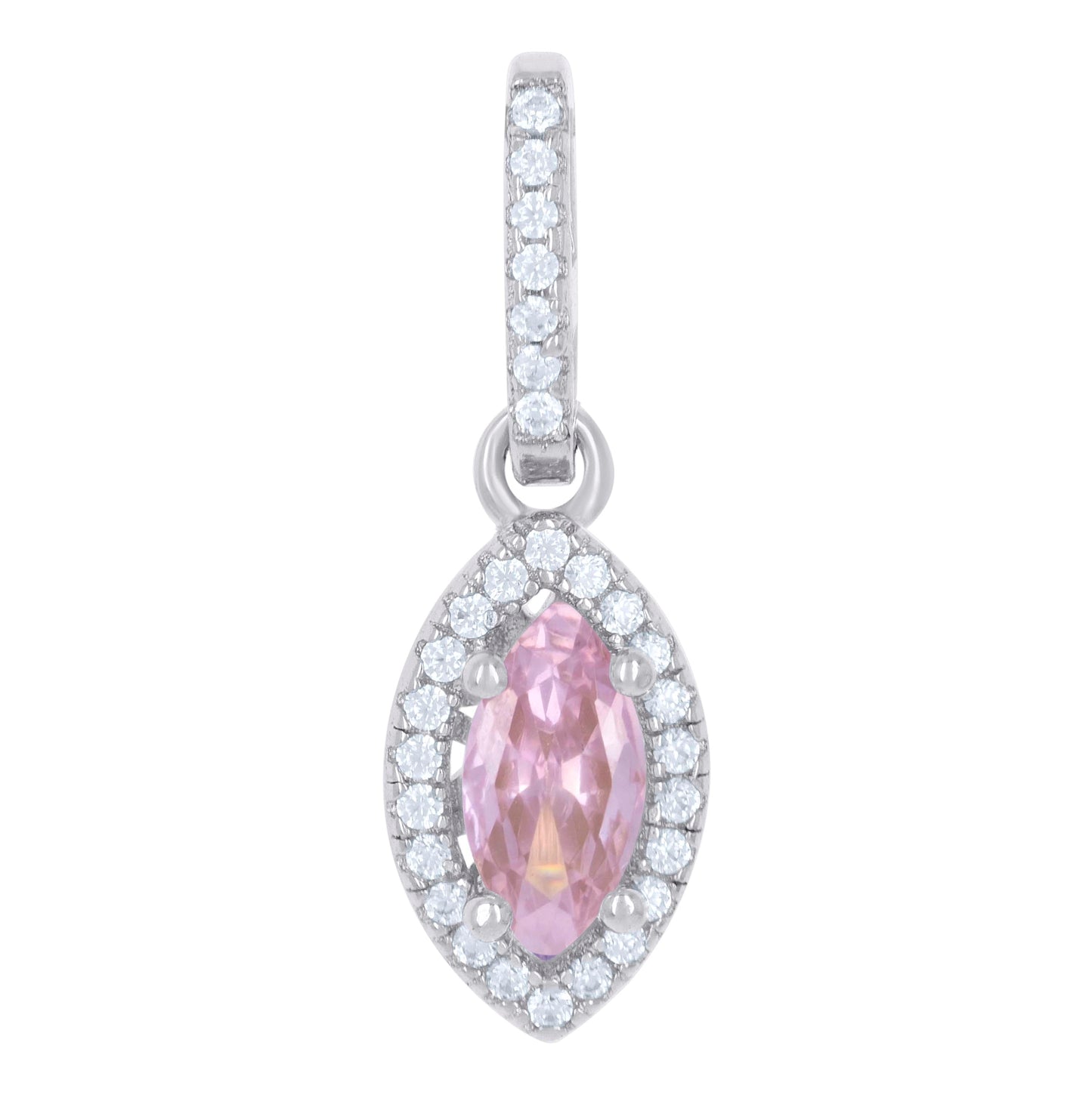 Sterling Silver Womens Cubic Zirconia Fashion Marquise Charm Pendant