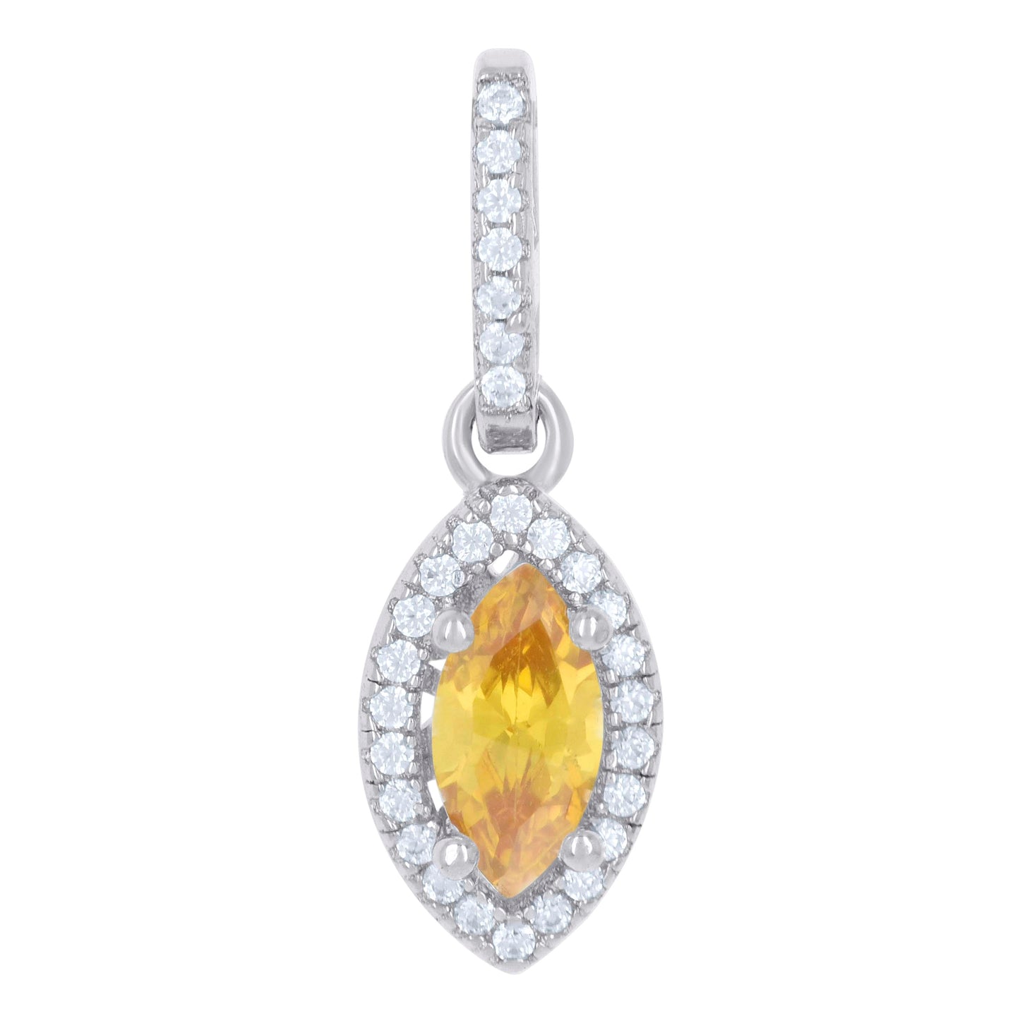 Sterling Silver Womens Cubic Zirconia Fashion Marquise Charm Pendant