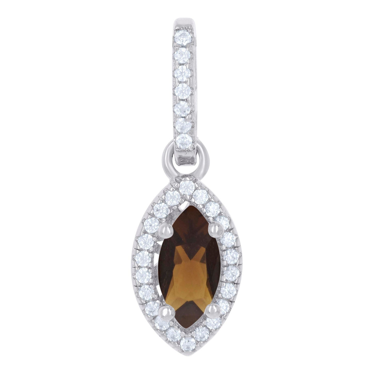 Sterling Silver Womens Cubic Zirconia Fashion Marquise Charm Pendant