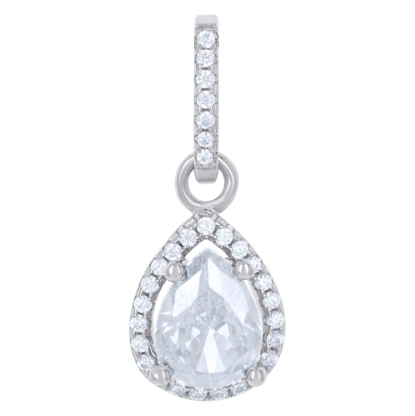 Sterling Silver Womens Cubic Zirconia Fashion Teardrop Charm Pendant