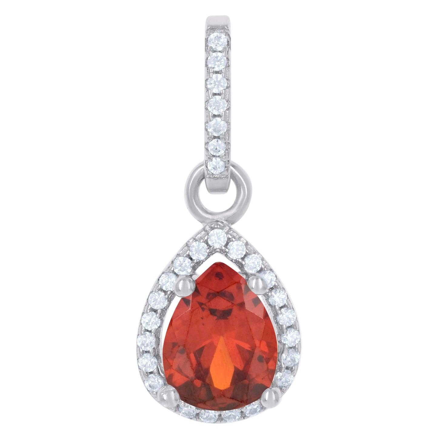 Sterling Silver Womens Cubic Zirconia Fashion Teardrop Charm Pendant